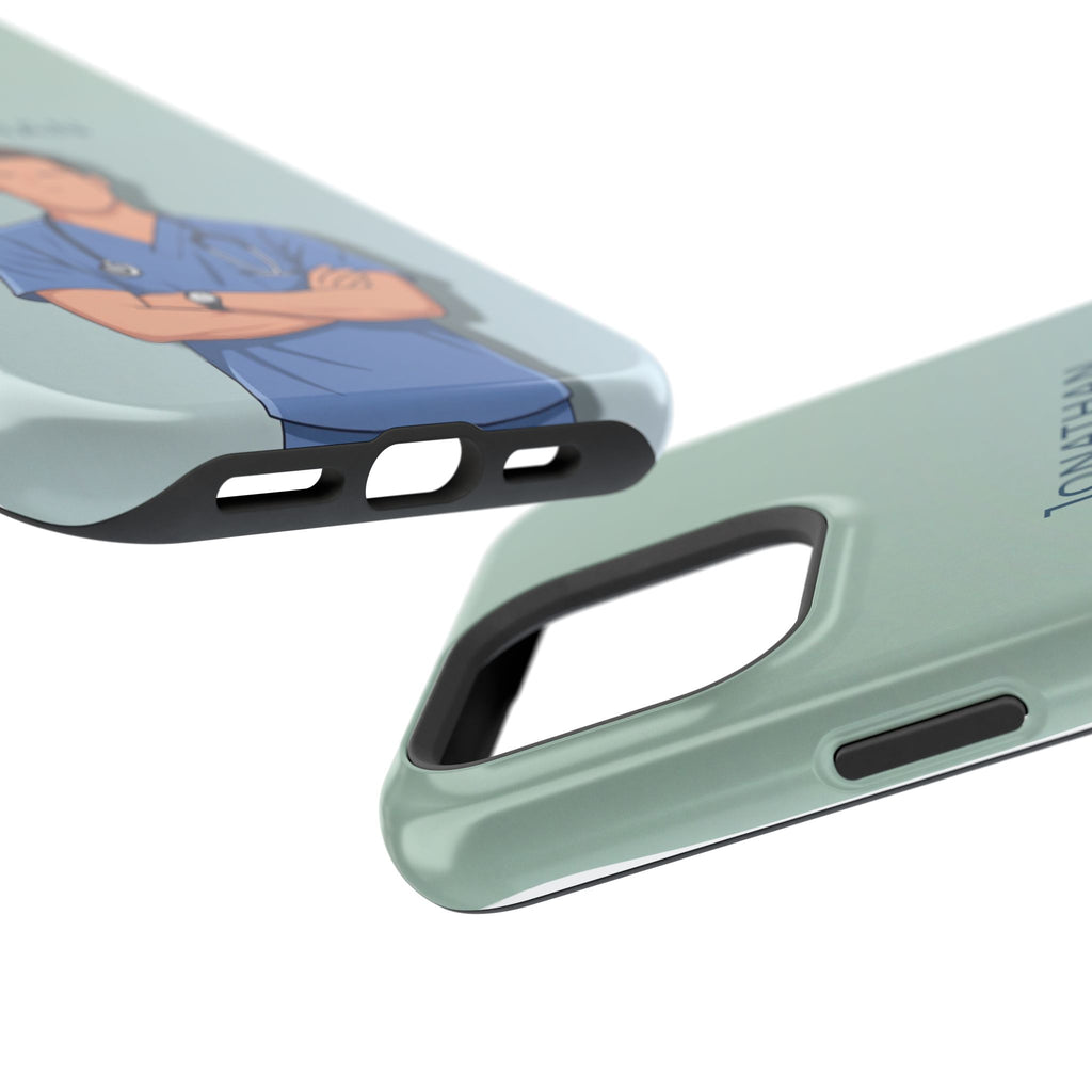 Personalized Nurse Portrait Phone Case — Impact-Resistant Wireless Charging Cover