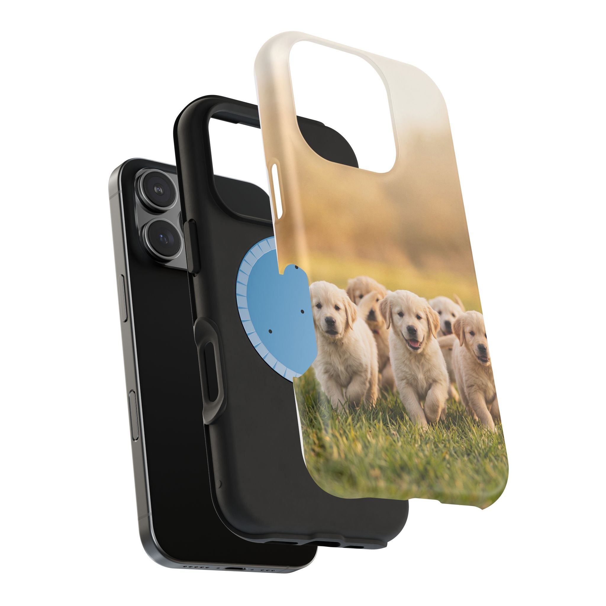 Golden Retriever Puppies Phone Case — Impact-Resistant Wireless Charging Cover