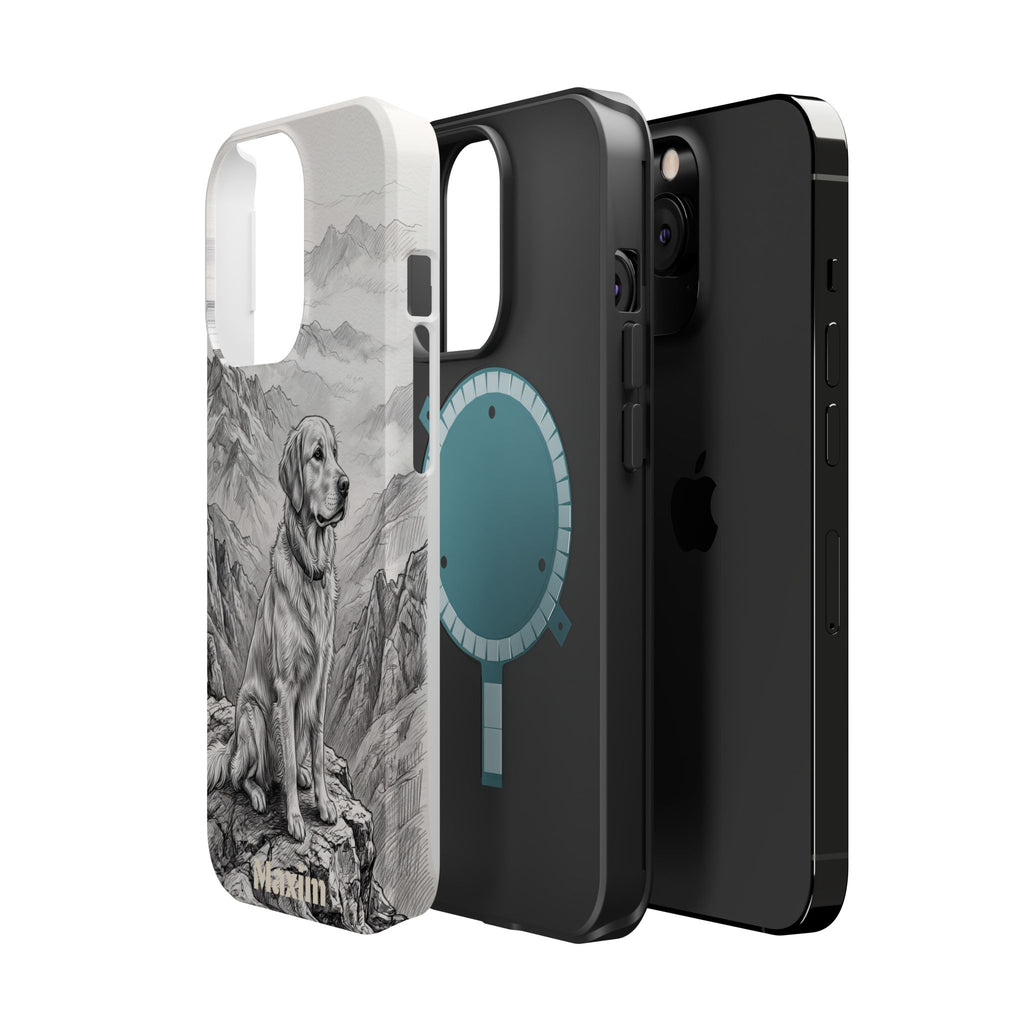 Personalized Golden Retriever Mountain Peak Phone Case — Wireless Charging Cover