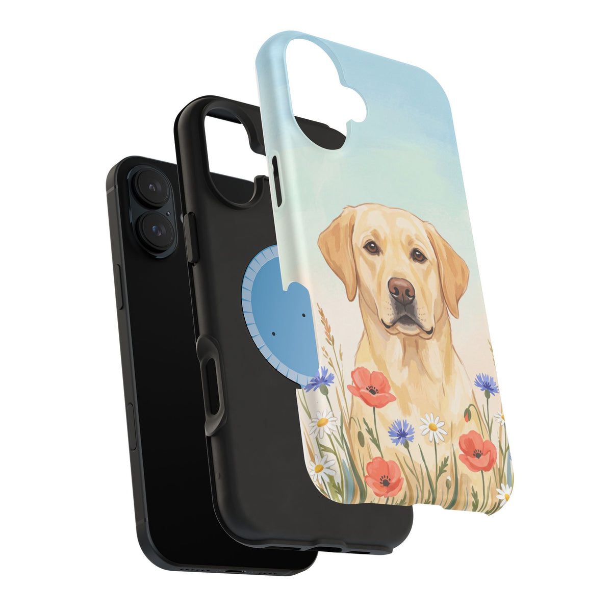 Labrador Wildflower Painting Phone Case — Tough Magnetic Case with Wireless Charging