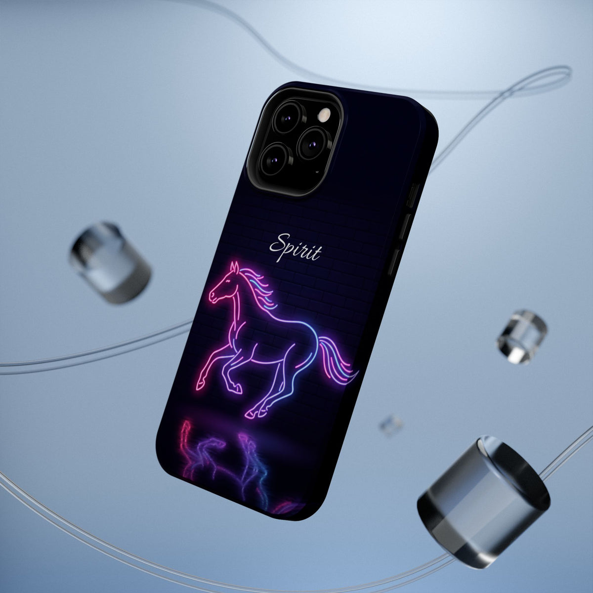 Personalized Neon Glow Horse Phone Case — Tough Magnetic Case with Wireless Charging