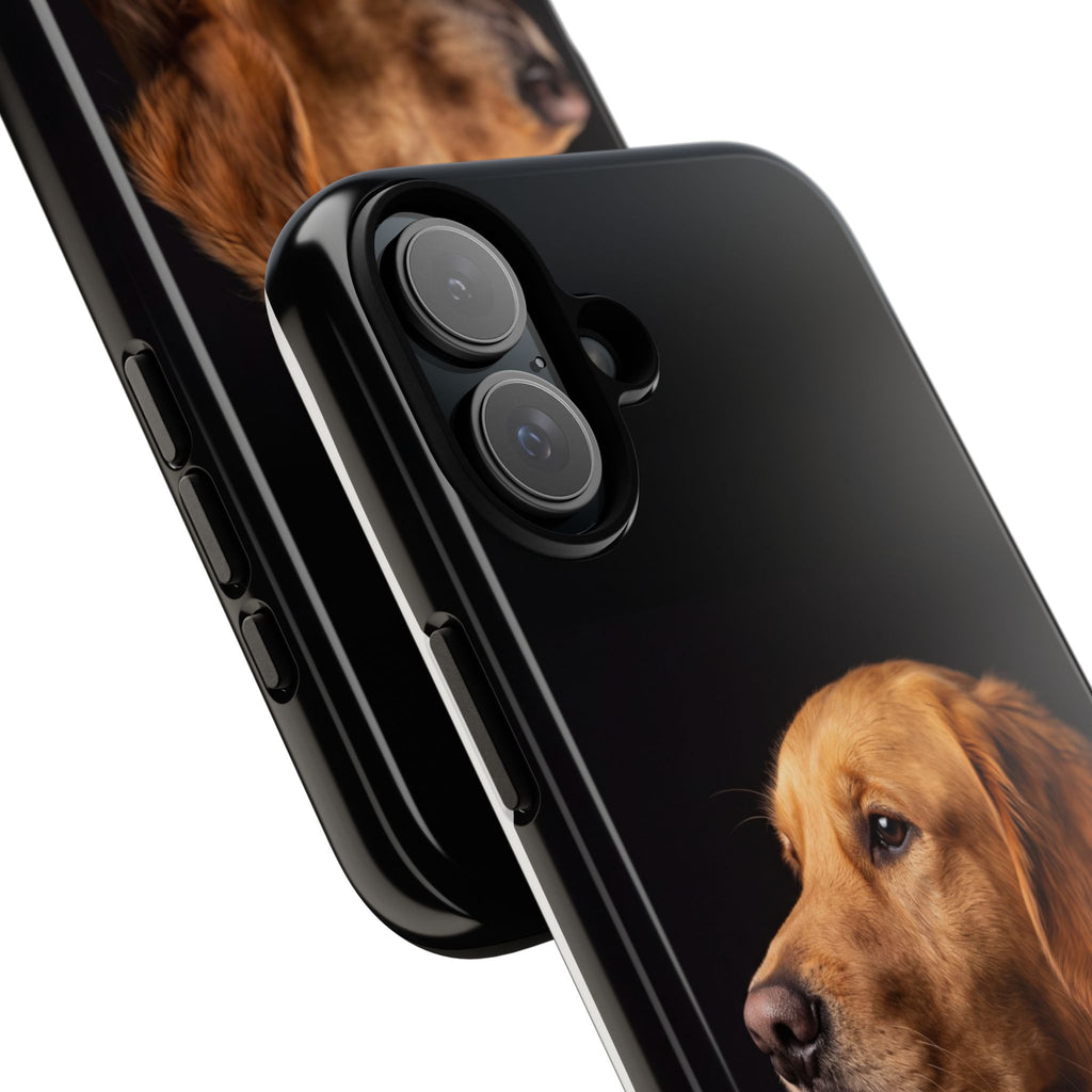 Golden Retriever Portrait Phone Case | Realistic Dog Photo on Black Background | iPhone & Samsung