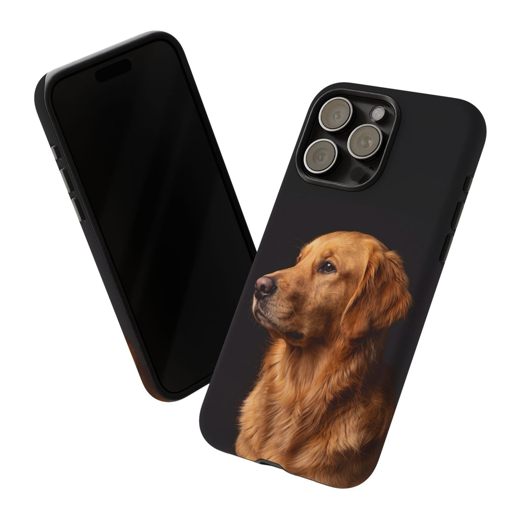Golden Retriever Portrait Phone Case | Realistic Dog Photo on Black Background | iPhone & Samsung