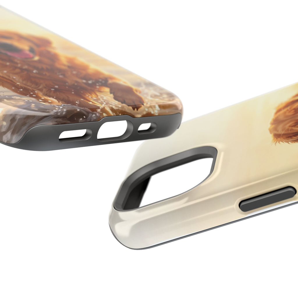 Beach Golden Retriever Phone Case — Impact-Resistant Wireless Charging Cover