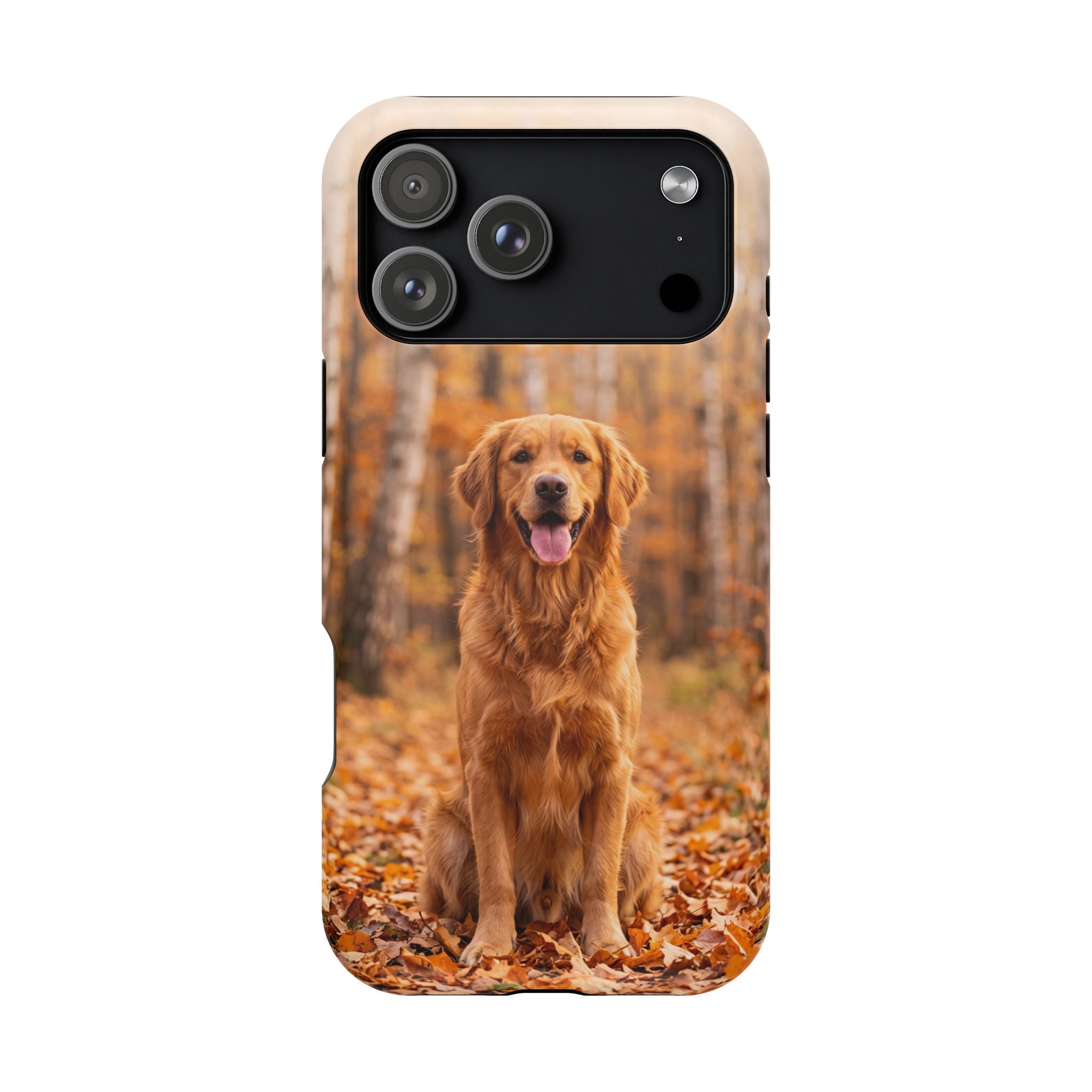Autumn Golden Retriever Phone Case — Impact-Resistant Wireless Charging Cover