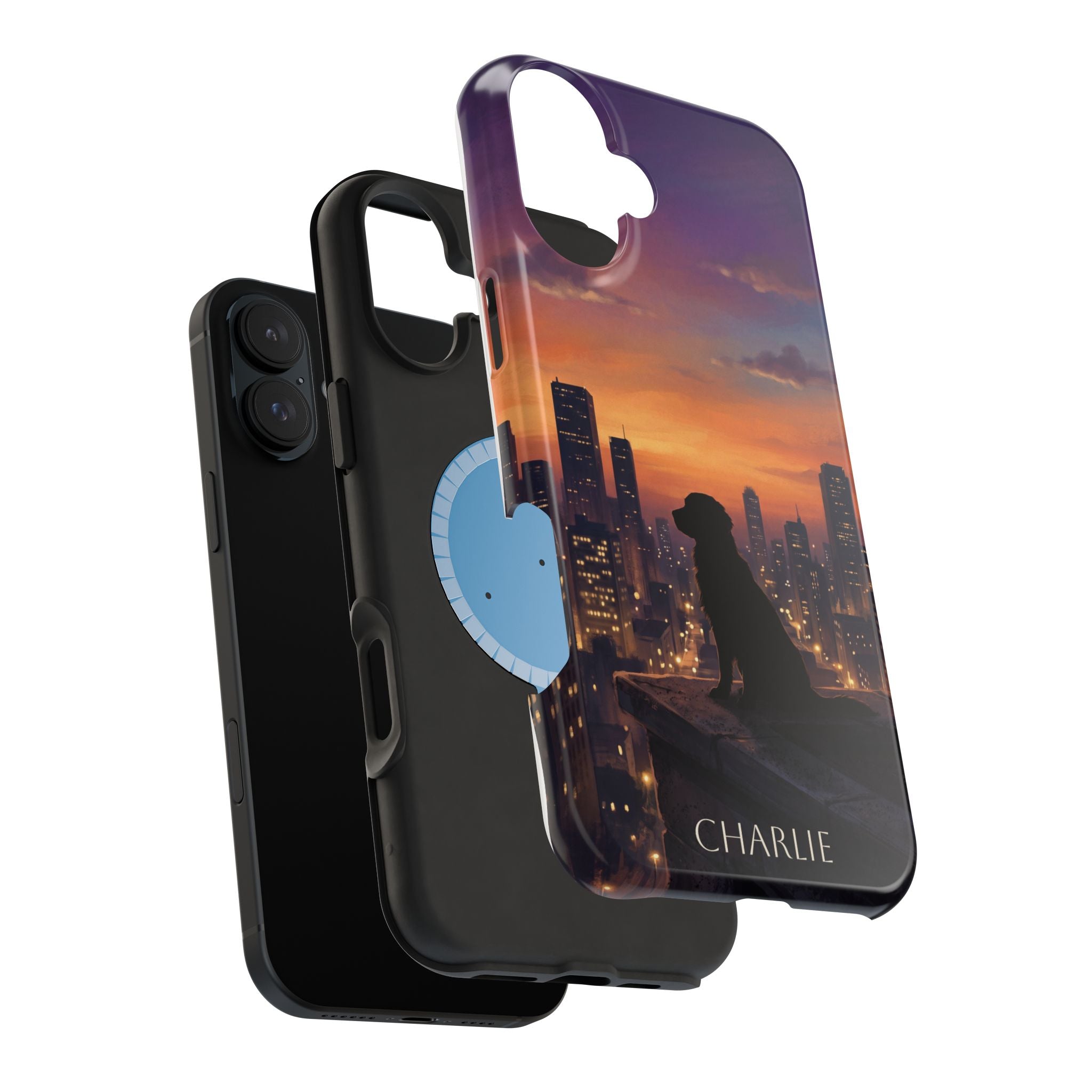 Personalized Golden Retriever City Skyline Phone Case — Wireless Charging Cover