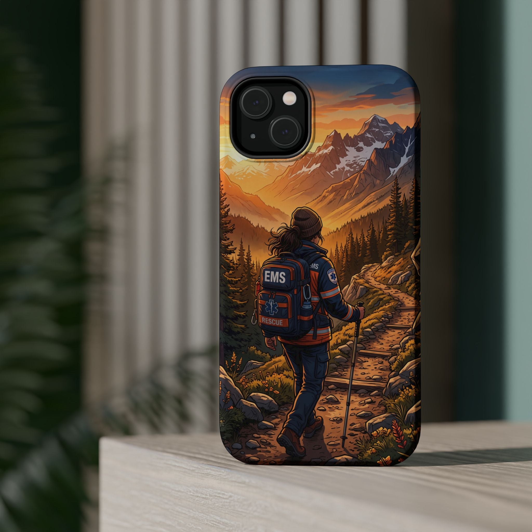 Paramedic/EMT Mountain Phone Case — Magnetic Wireless Charging Cover