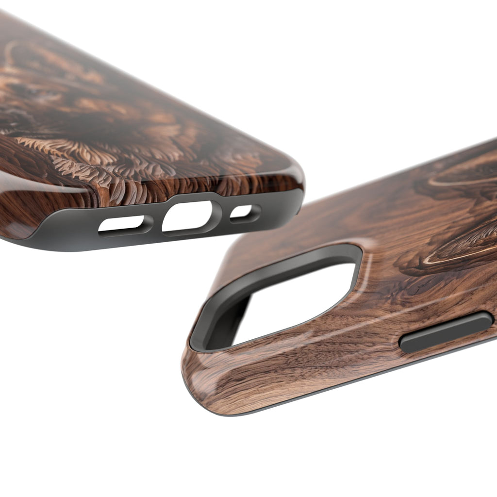 German Shepherd Phone Case | Carved Walnut Art — Tough Magnetic Case with Wireless Charging