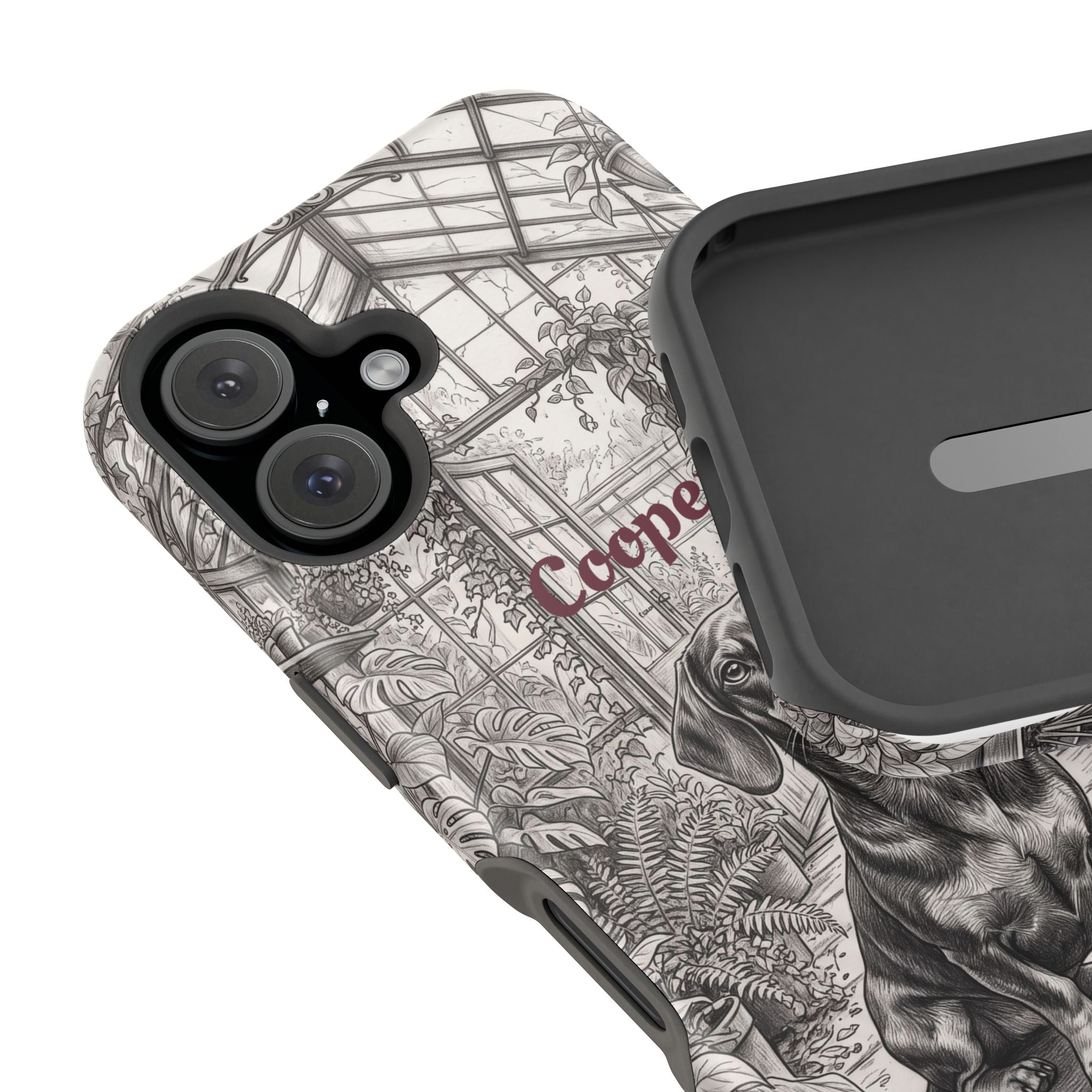 Personalized Dachshund Vintage Greenhouse Phone Case — Wireless Charging Cover