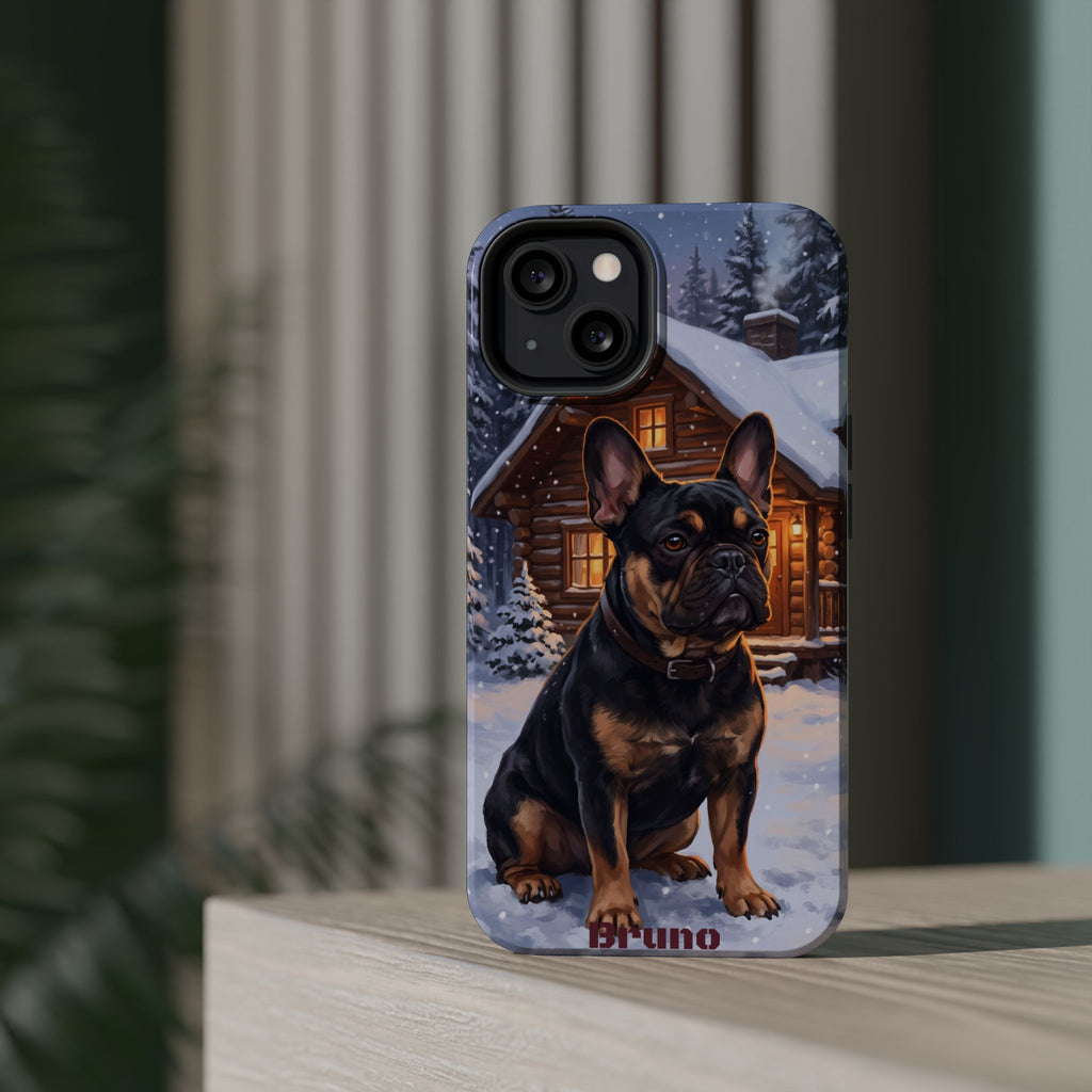 Personalized French Bulldog Cozy Cabin Phone Case — Wireless Charging Cover