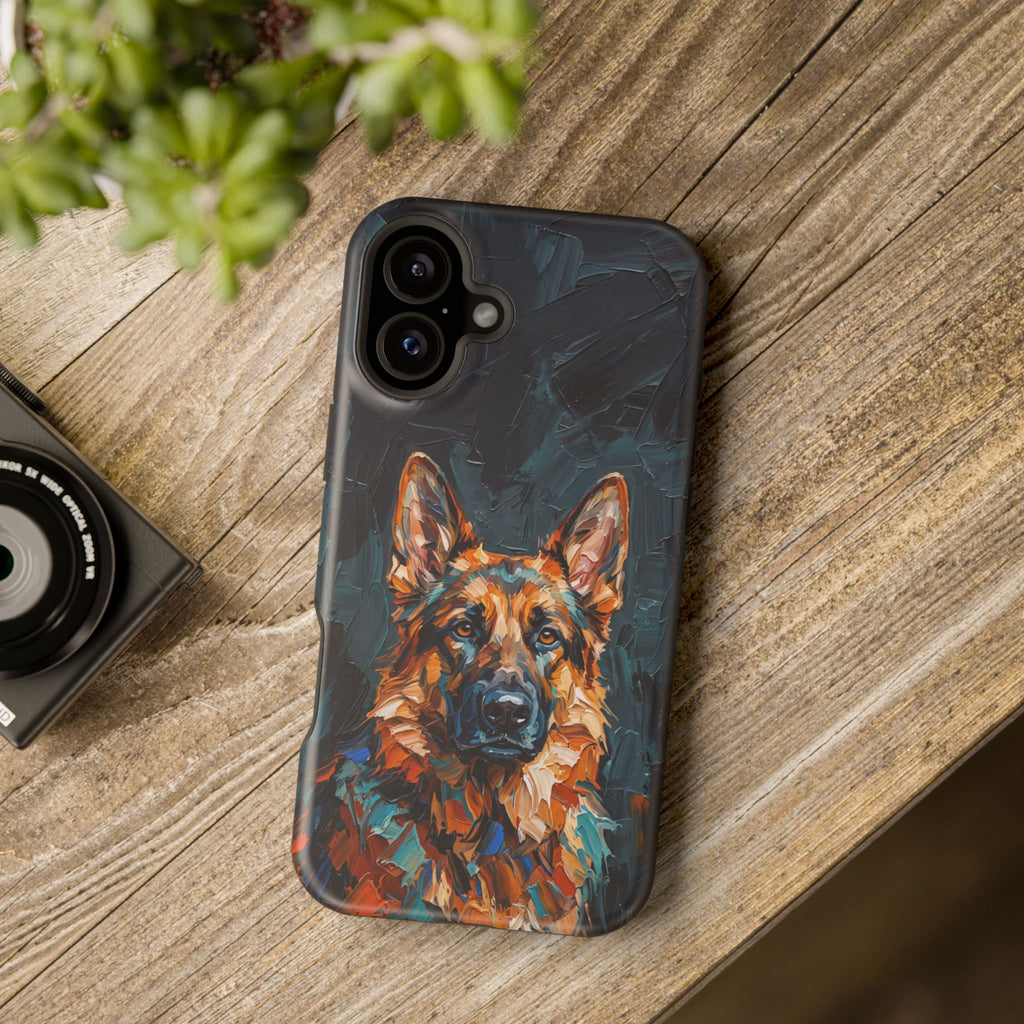 German Shepherd Phone Case | Palette Knife Painting Art — Tough Magnetic Case with Wireless Charging