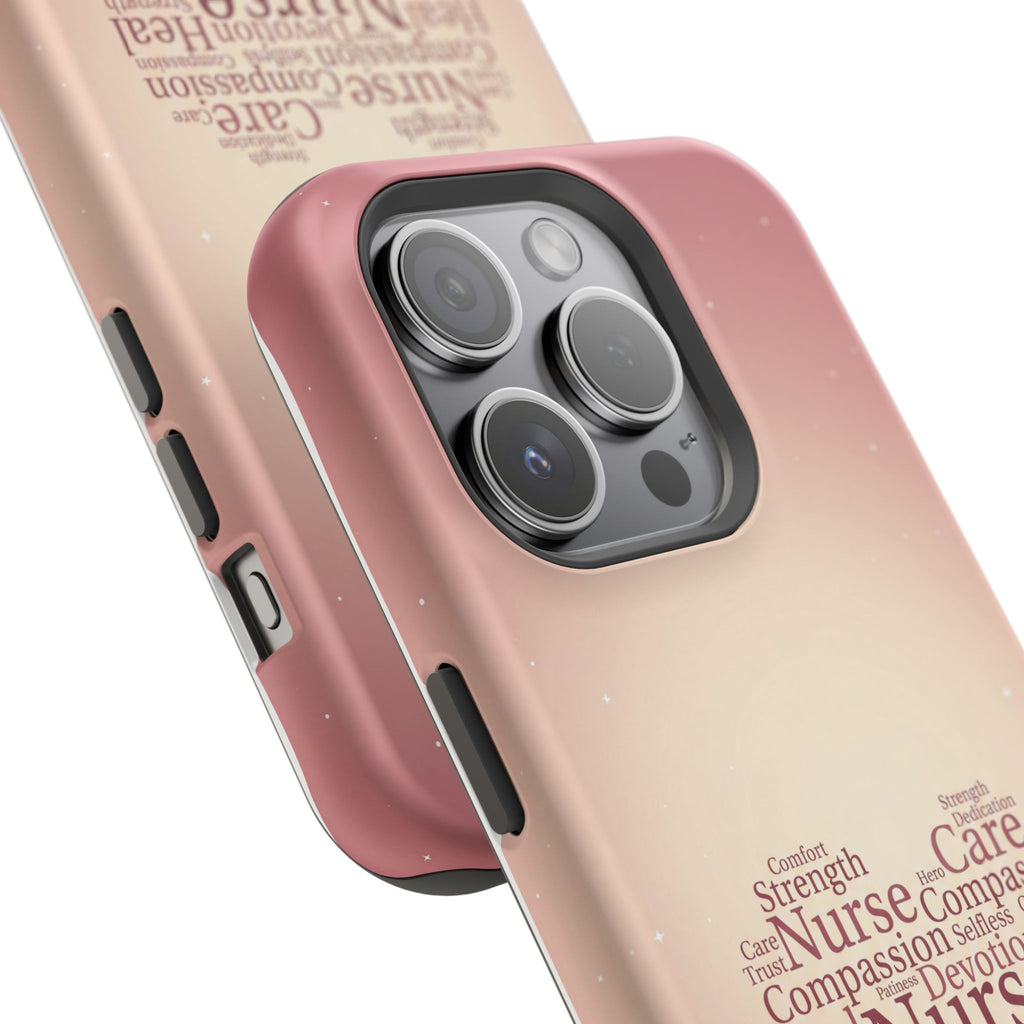Nurse Heart Word Art Phone Case — Impact-Resistant Wireless Charging Cover