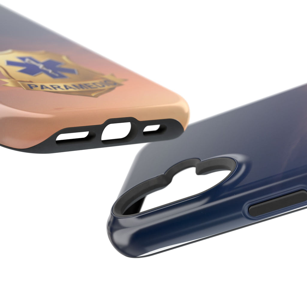 Gold Paramedic Badge Sunset Sky Phone Case — Magnetic Wireless Charging Cover