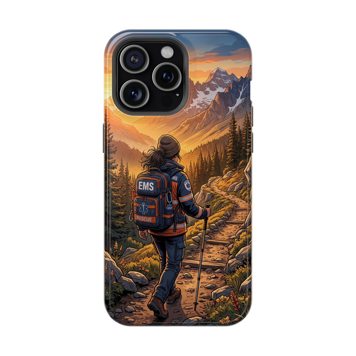 Paramedic/EMT Mountain Phone Case — Magnetic Wireless Charging Cover