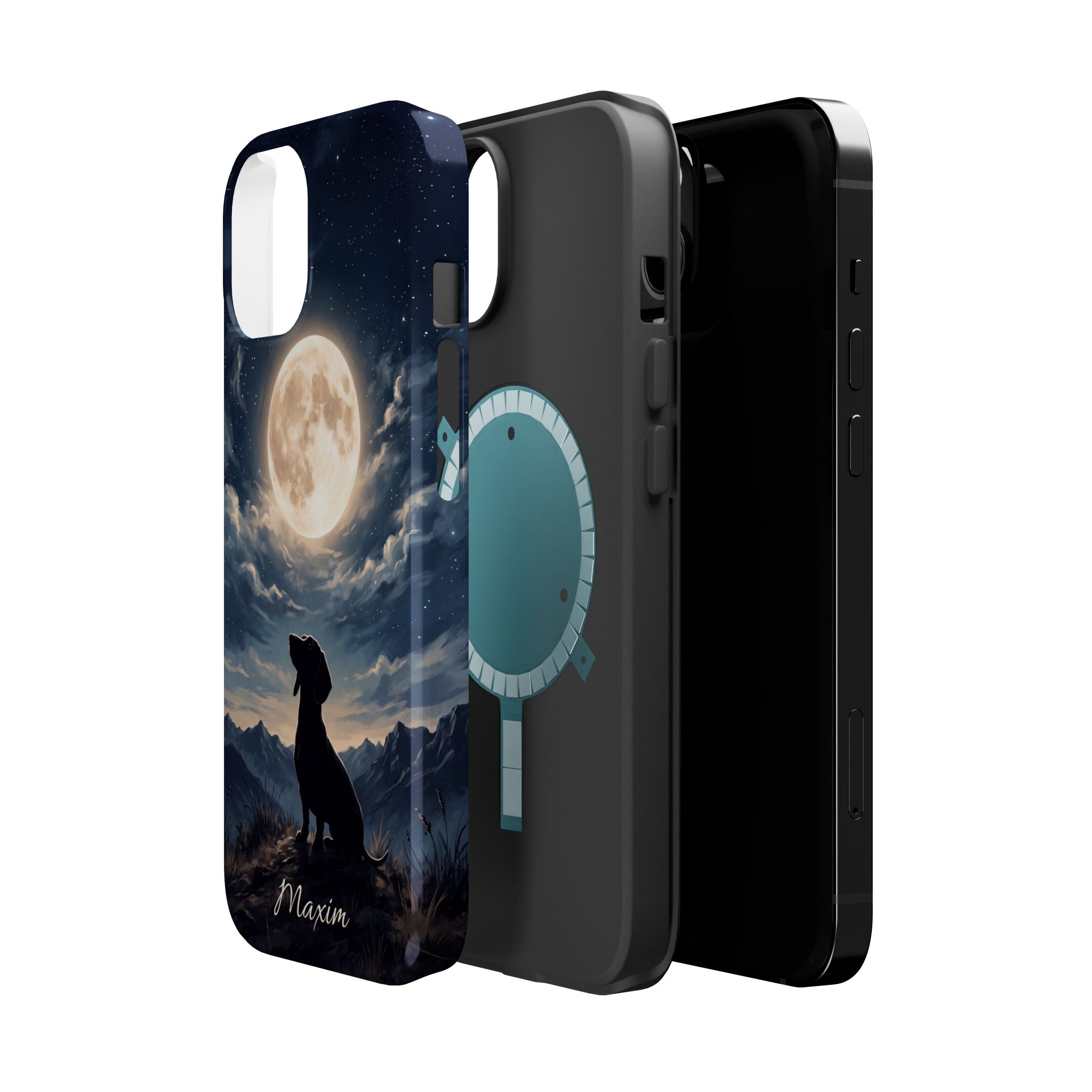 Personalized Dachshund Moonlight Phone Case — Wireless Charging Cover