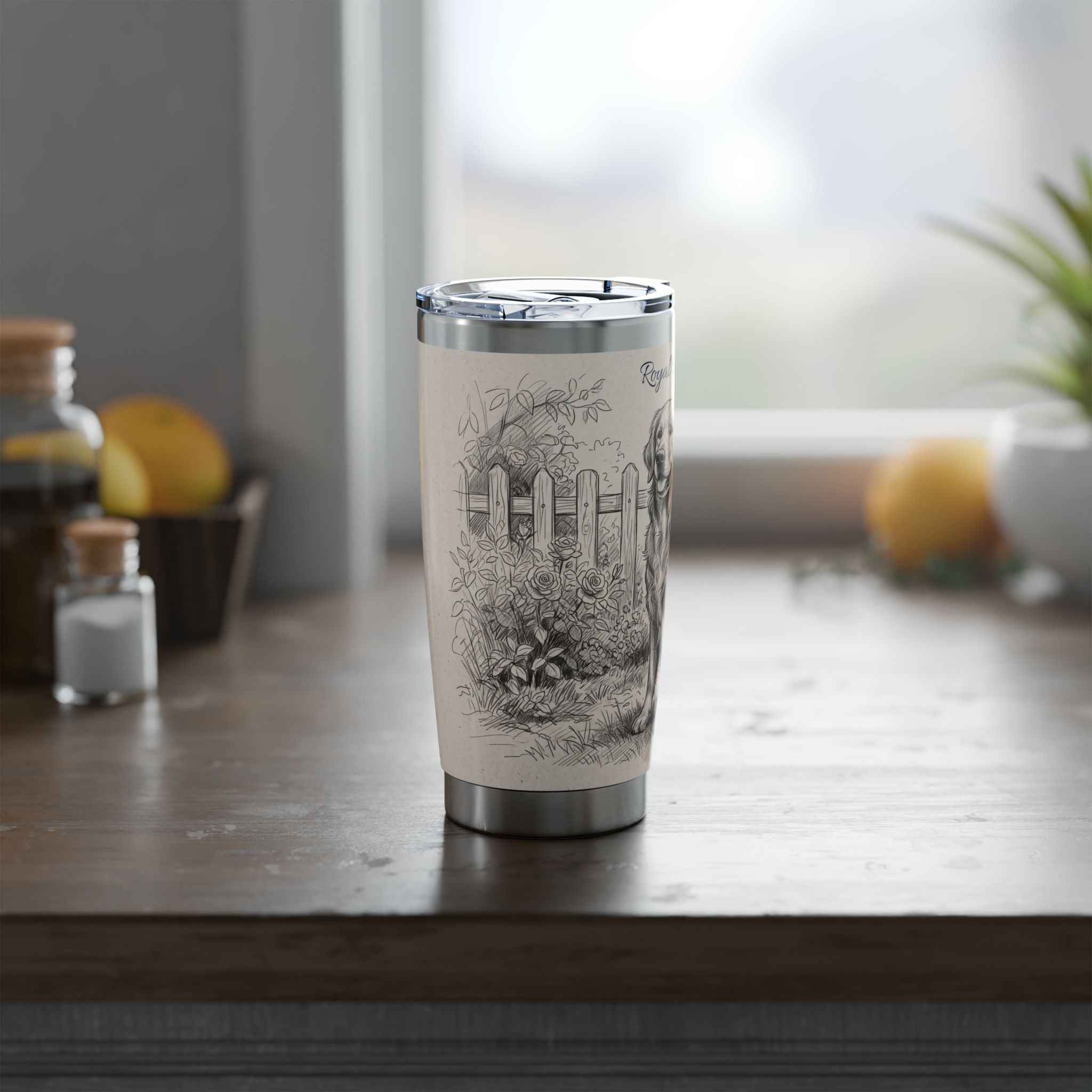 Golden Retriever Tumbler Personalized – 20 oz Stainless Steel Travel Mug with Custom Name, Royal Crown Design