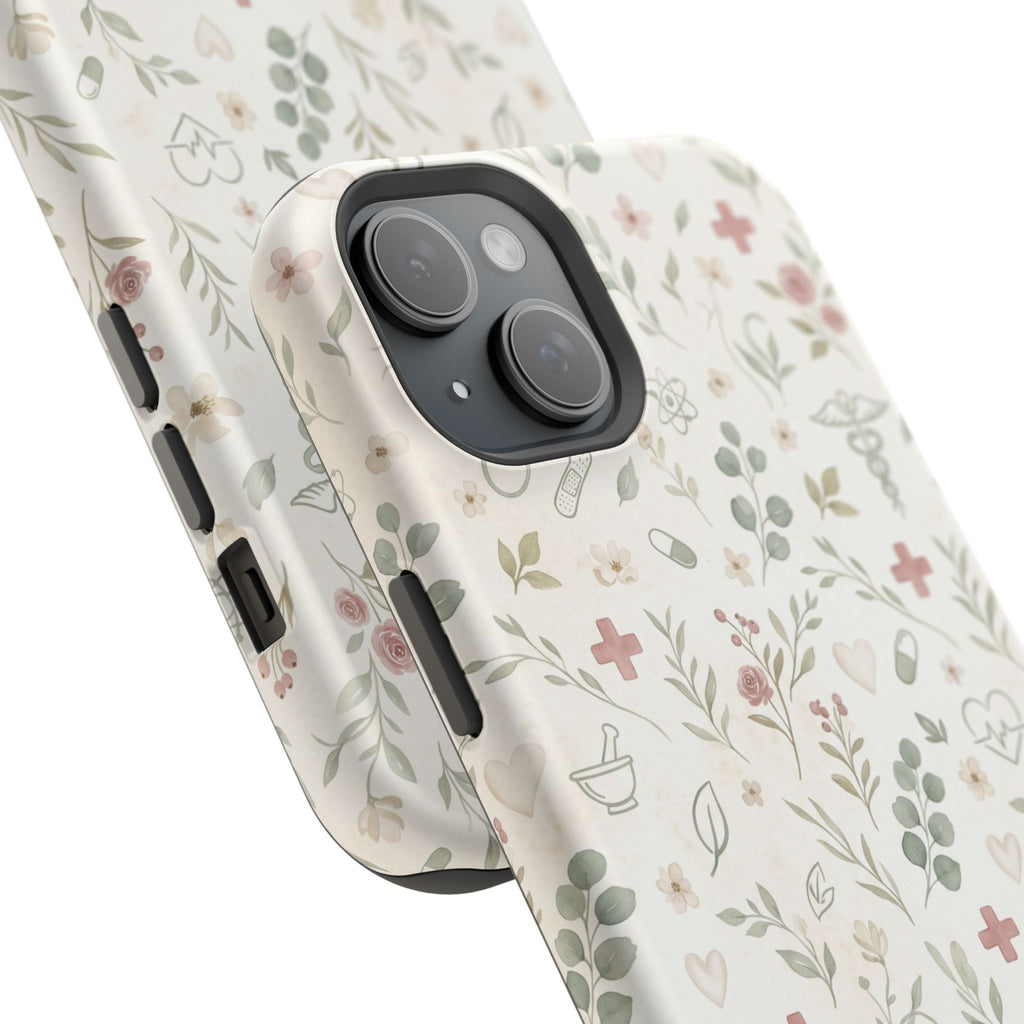 Floral Nurse Phone Case — Impact-Resistant Wireless Charging Cover