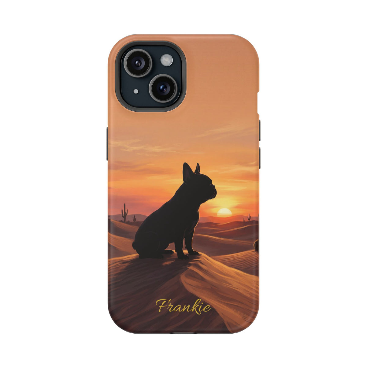 Personalized French Bulldog Desert Sunset Phone Case — Wireless Charging Cover