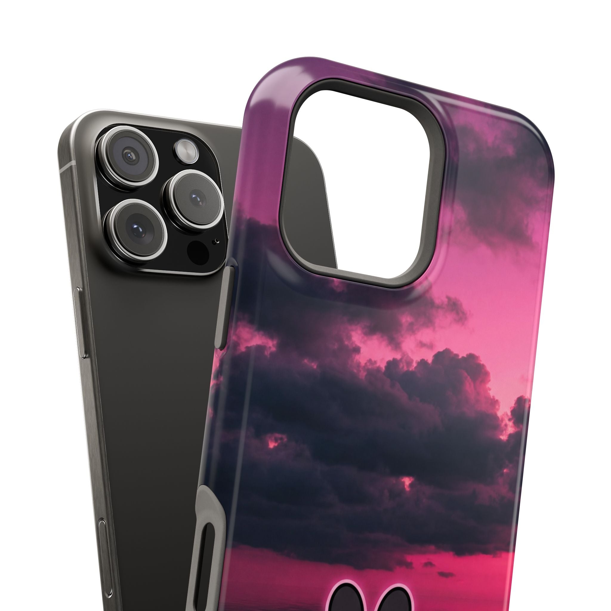 Pink Sky Paw Print Phone Case — Impact-Resistant Wireless Charging Cover
