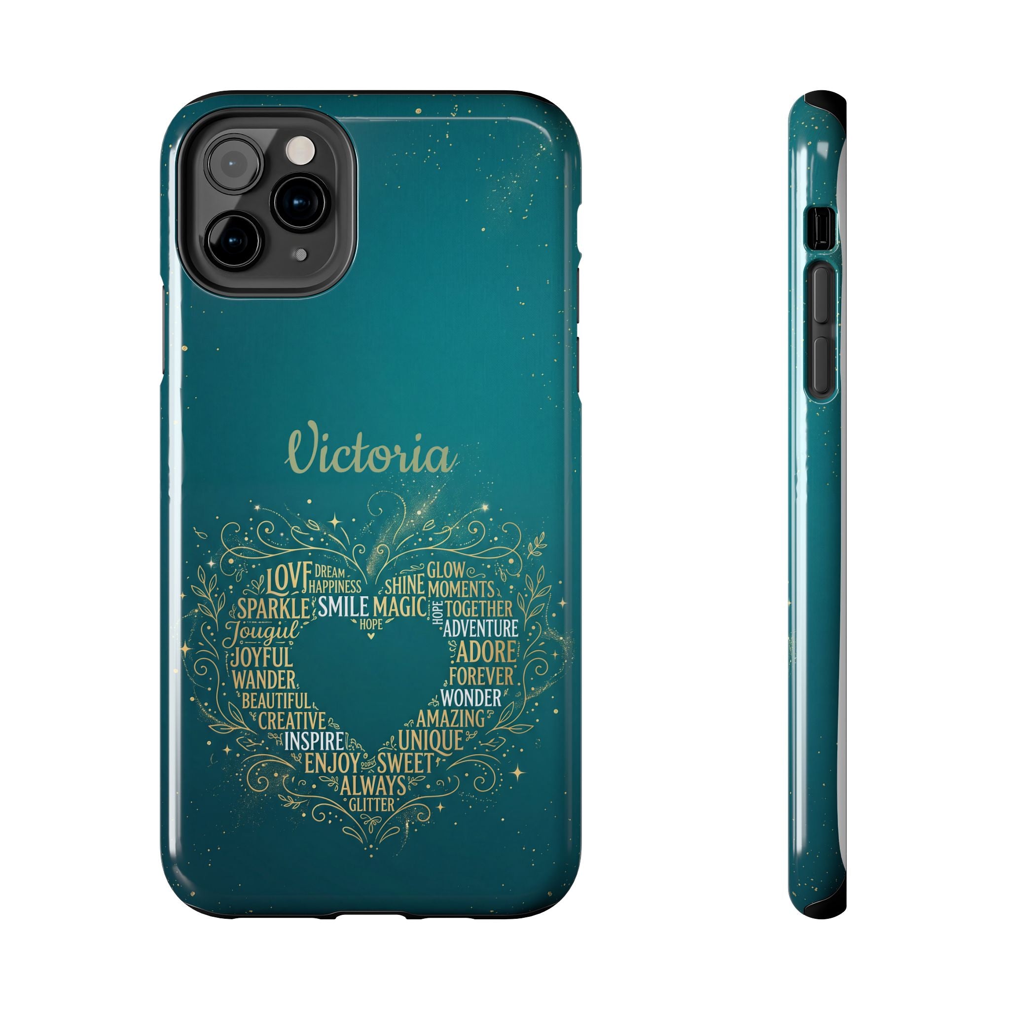 Personalized Teacher Phone Case — Custom Name Heart Word Art Design
