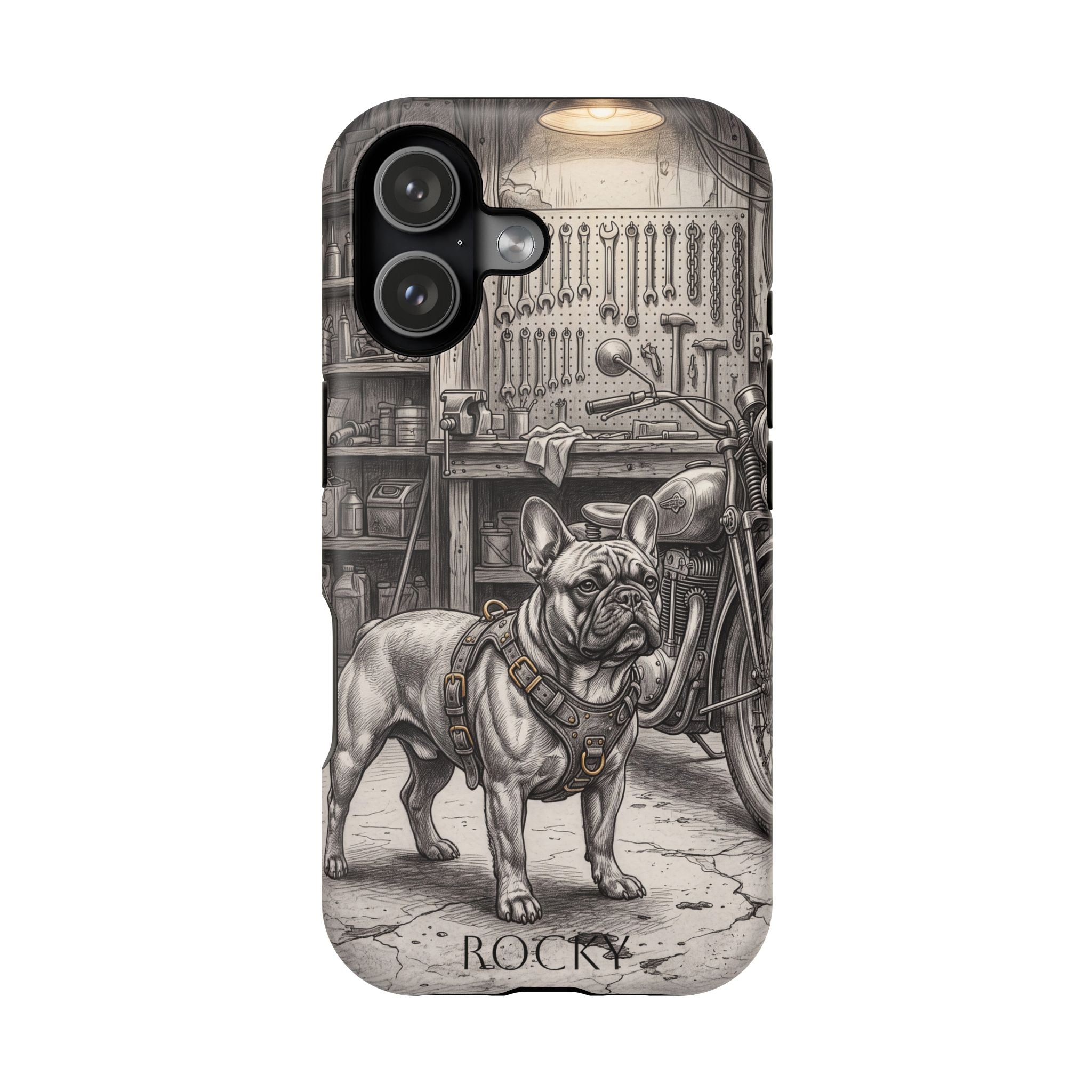 Personalized French Bulldog Vintage Street Phone Case — Wireless Charging Cover