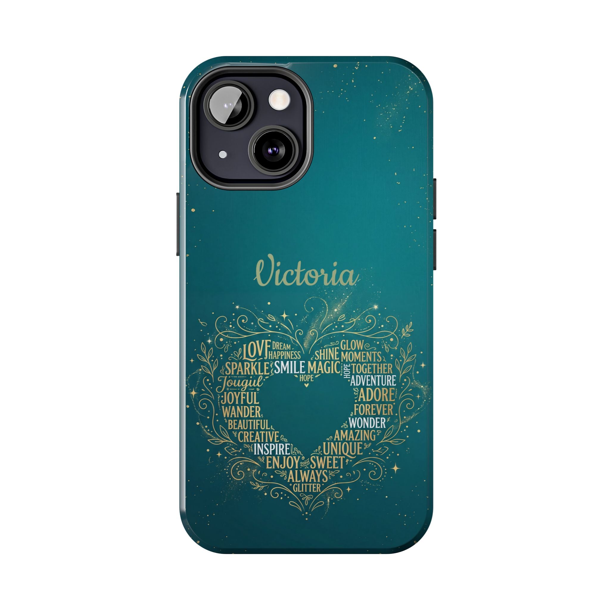 Personalized Teacher Phone Case — Custom Name Heart Word Art Design