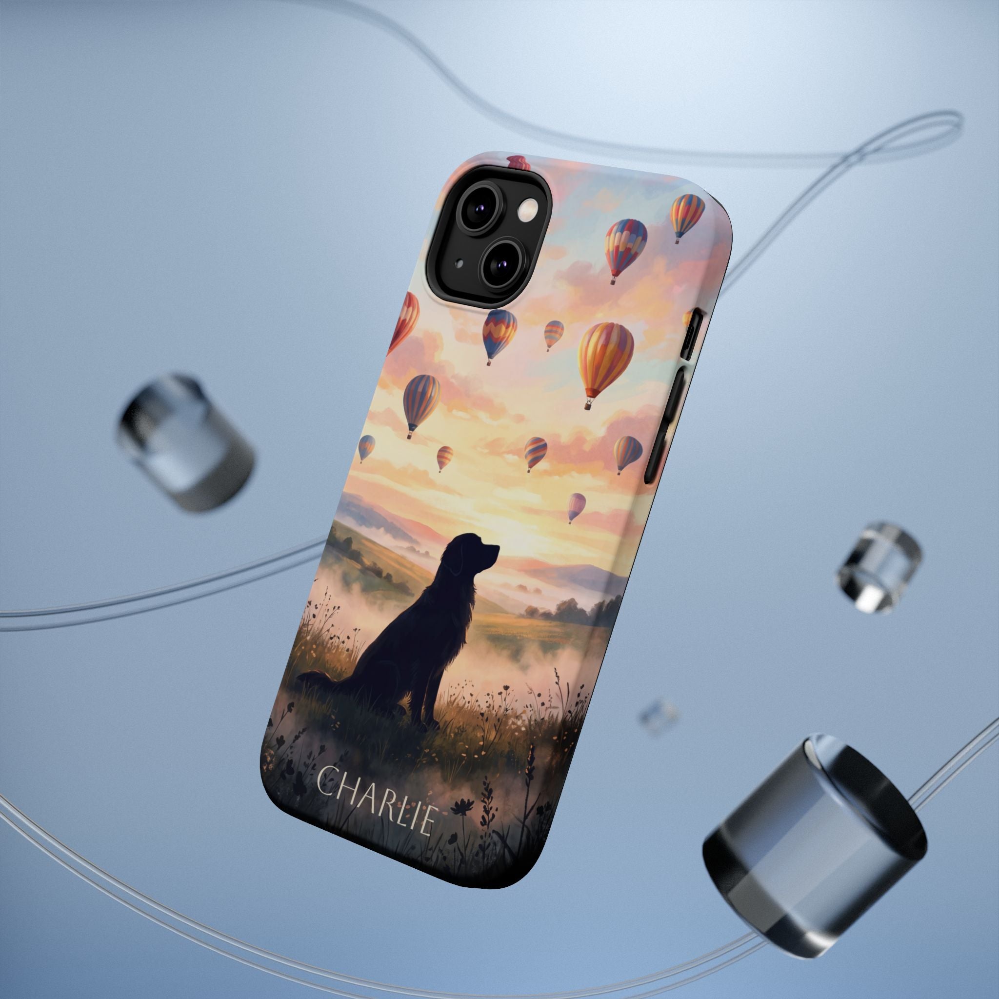 Personalized Golden Retriever Hot Air Balloon Phone Case — Wireless Charging Cover