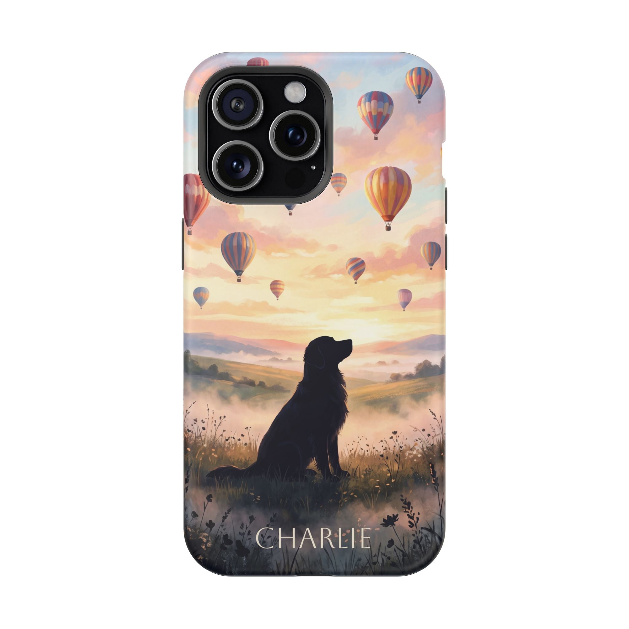 Personalized Golden Retriever Hot Air Balloon Phone Case — Wireless Charging Cover