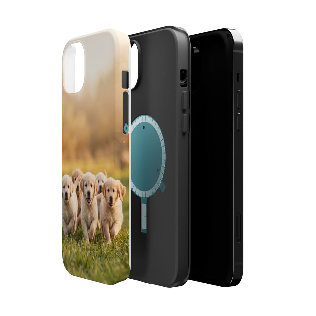 Golden Retriever Puppies Phone Case — Impact-Resistant Wireless Charging Cover
