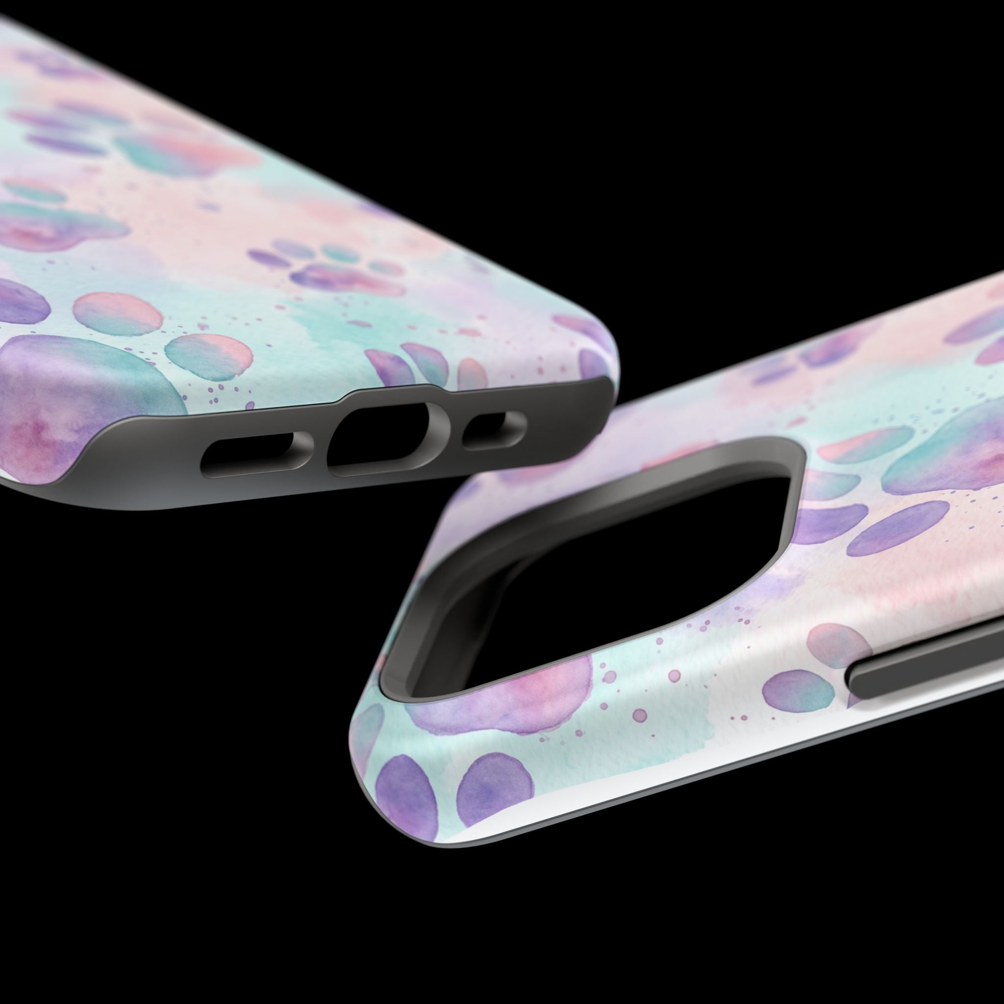 Watercolor Paw Print Phone Case — Impact-Resistant Wireless Charging Cover
