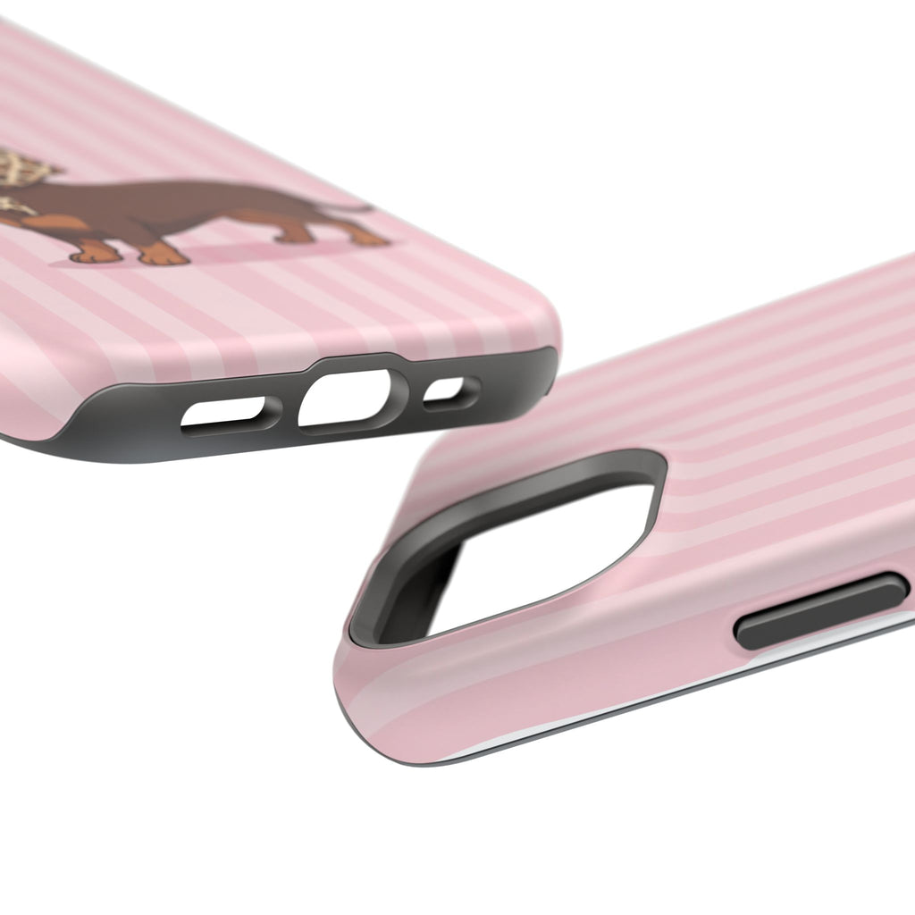 Preppy Dachshund Phone Case — Impact-Resistant Wireless Charging Cover