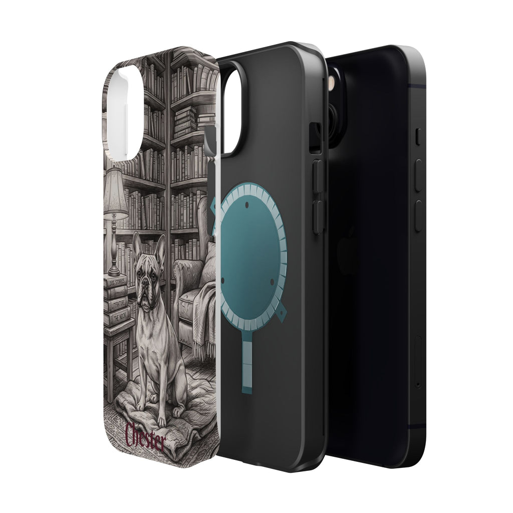 Personalized French Bulldog Library Study Phone Case — Wireless Charging Cover