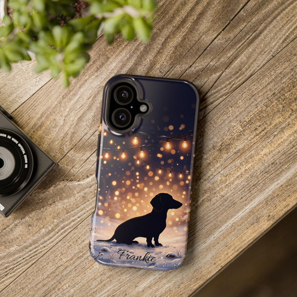 Personalized Dachshund Golden Sparks Phone Case — Wireless Charging Cover