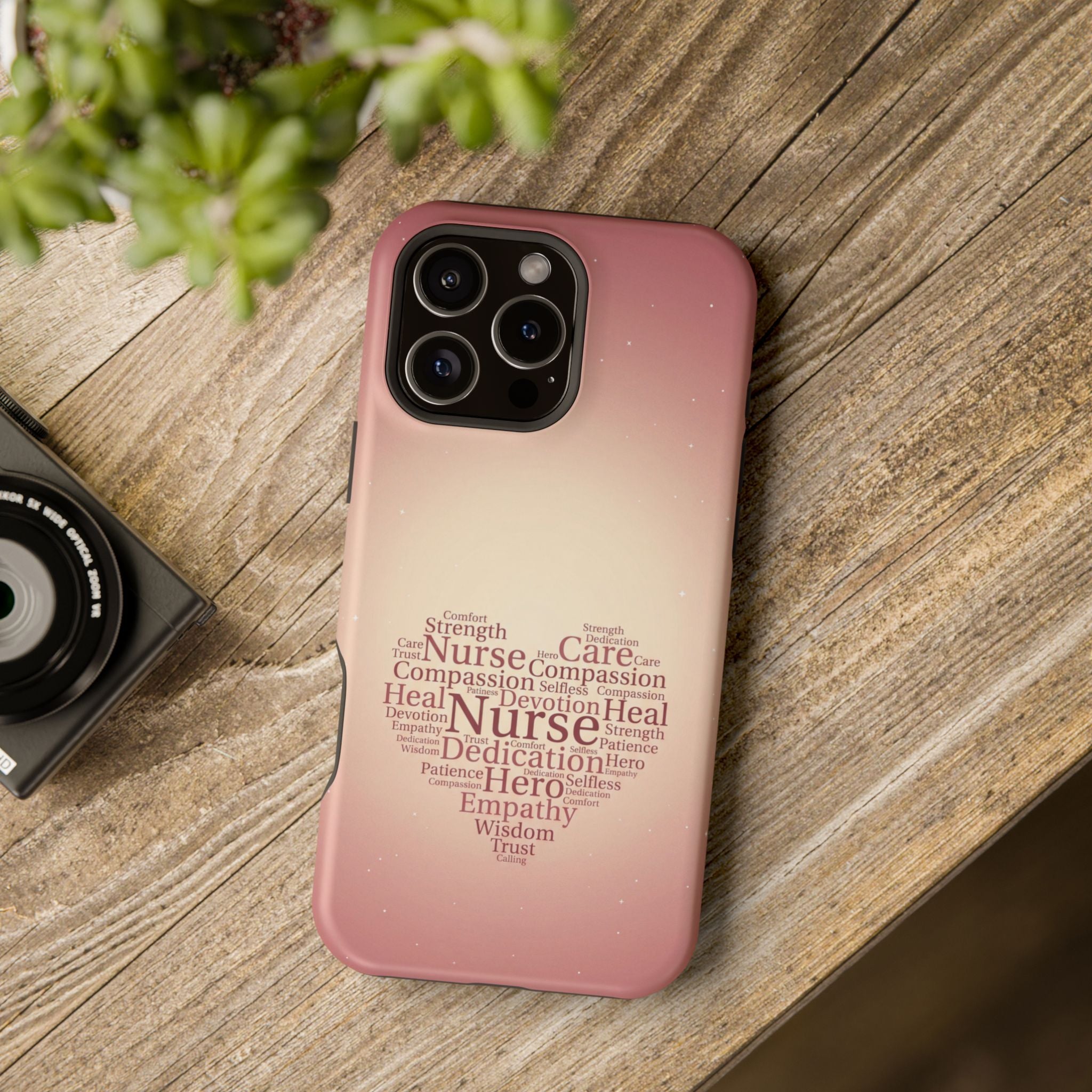 Nurse Heart Word Art Phone Case — Impact-Resistant Wireless Charging Cover