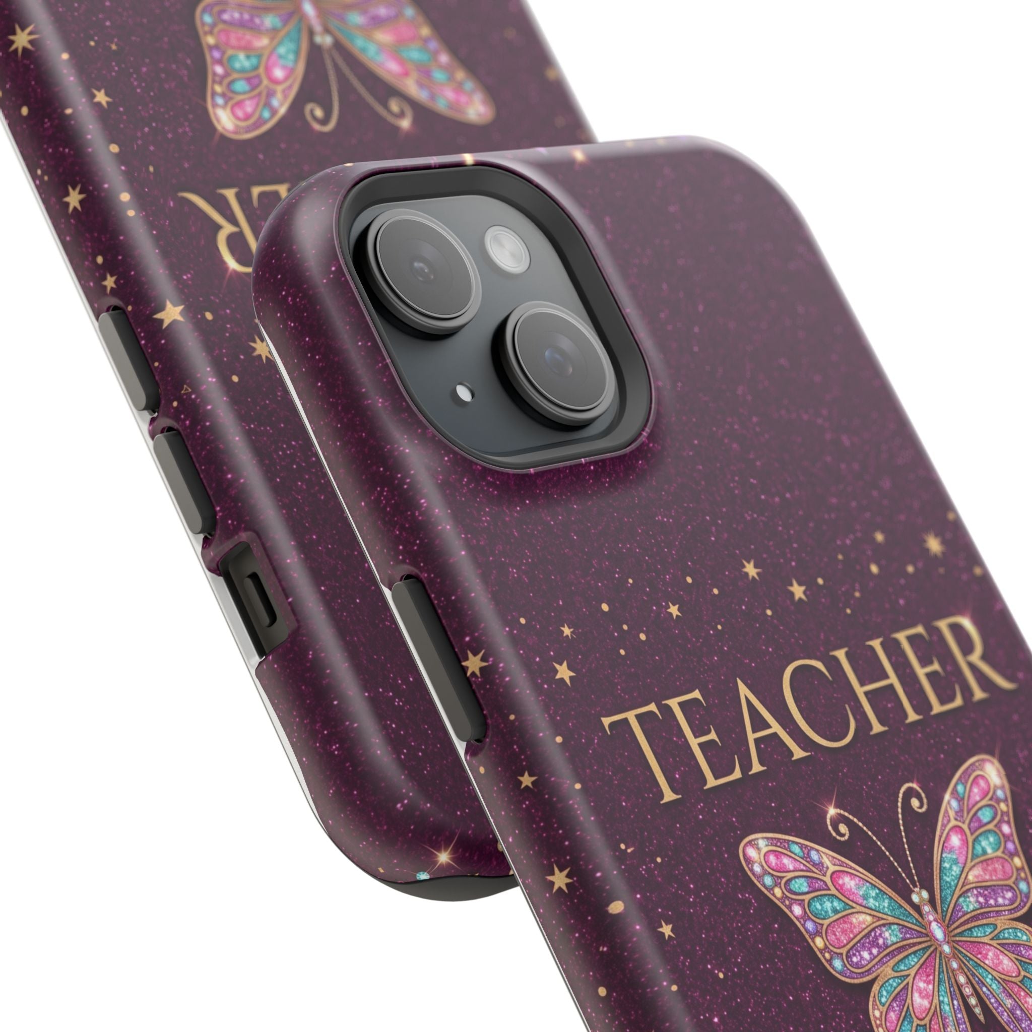 Teacher Life Glitter Butterfly Phone Case — Wireless Charging Cover