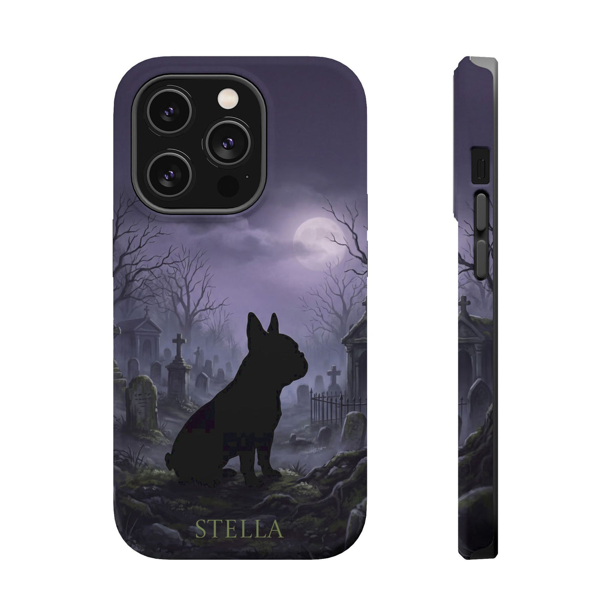 Personalized French Bulldog Moonlit Graveyard Phone Case — Wireless Charging Cover