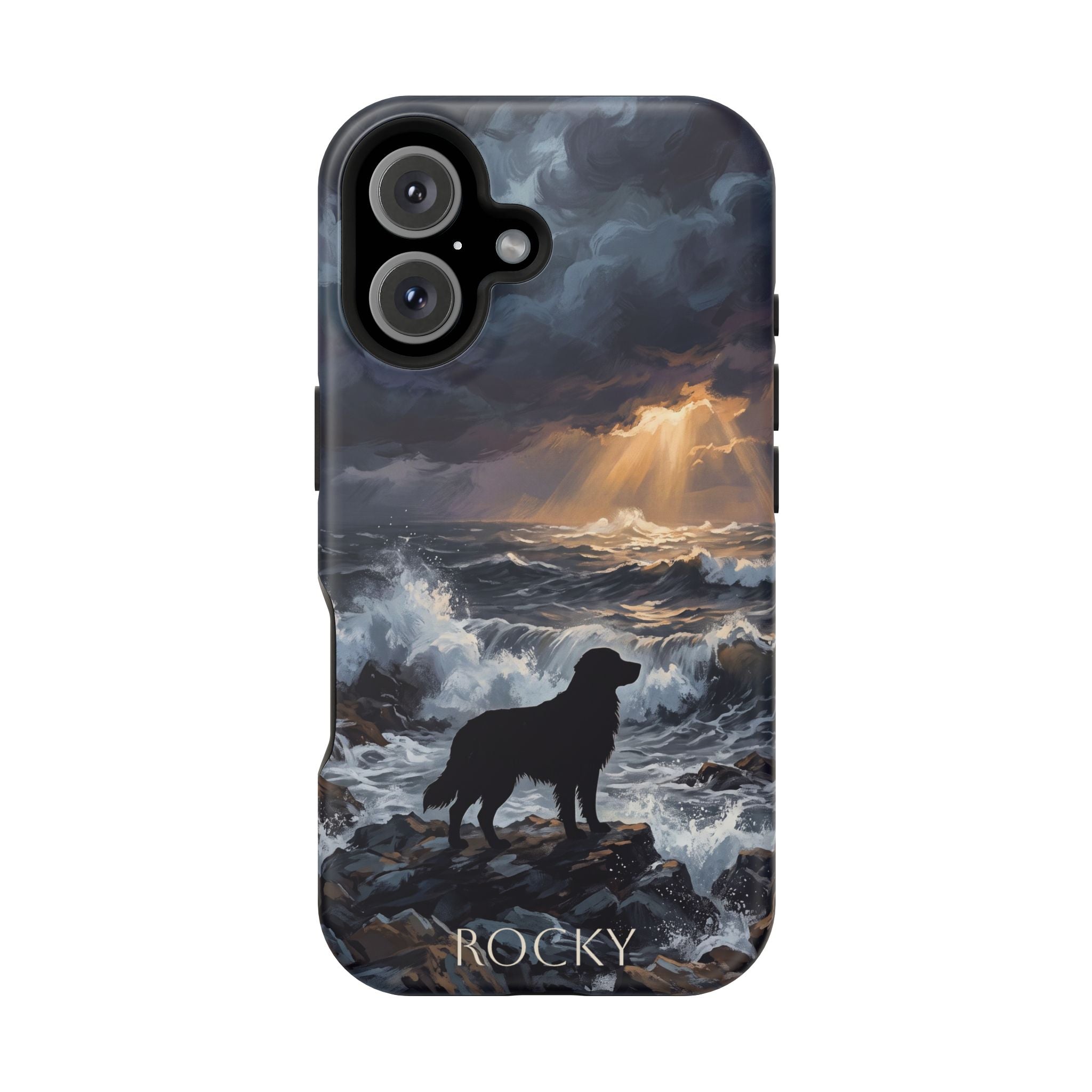 Personalized Golden Retriever Stormy Sea Phone Case — Wireless Charging Cover