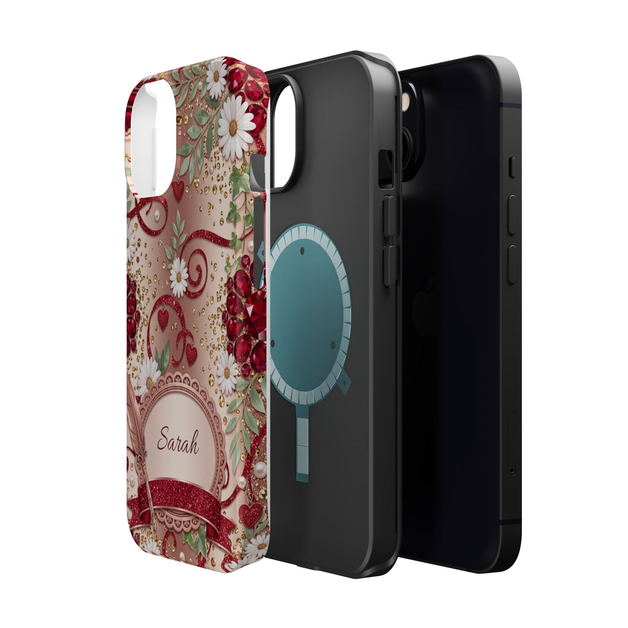 Personalized Vintage Floral Teacher Phone Case — Wireless Charging Cover