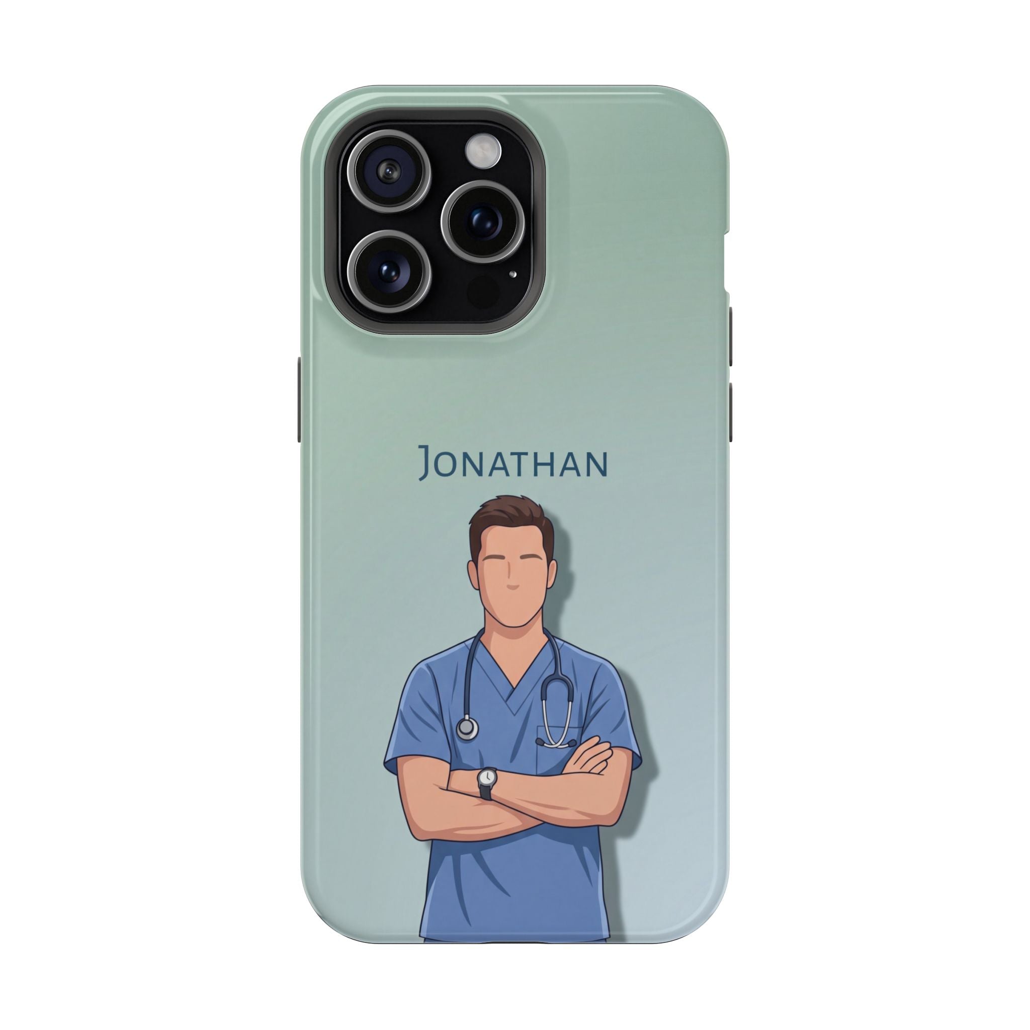 Personalized Nurse Portrait Phone Case — Impact-Resistant Wireless Charging Cover