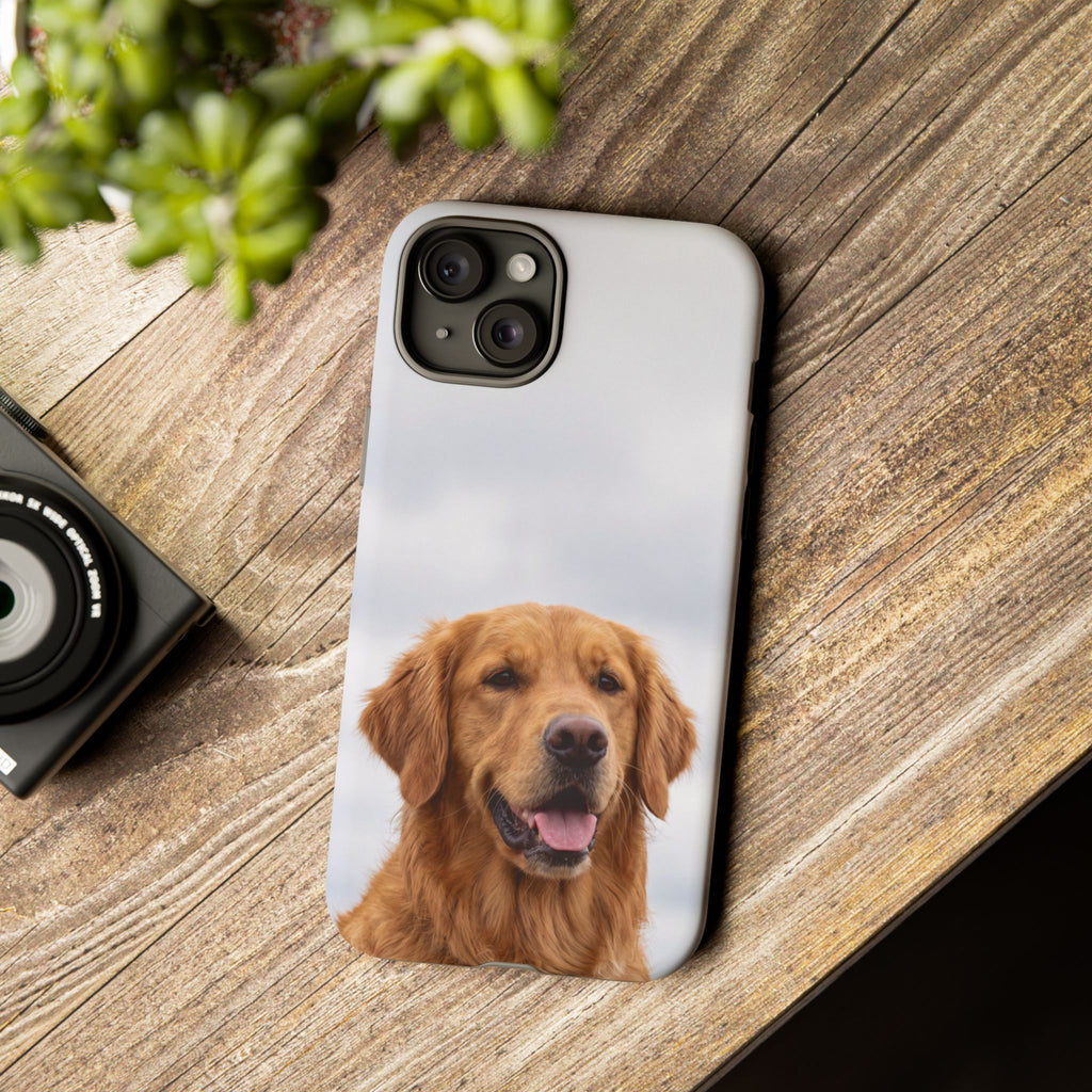 Golden Retriever Portrait Phone Case | Happy Dog Photo on Soft Sky Background | Samsung & iPhone