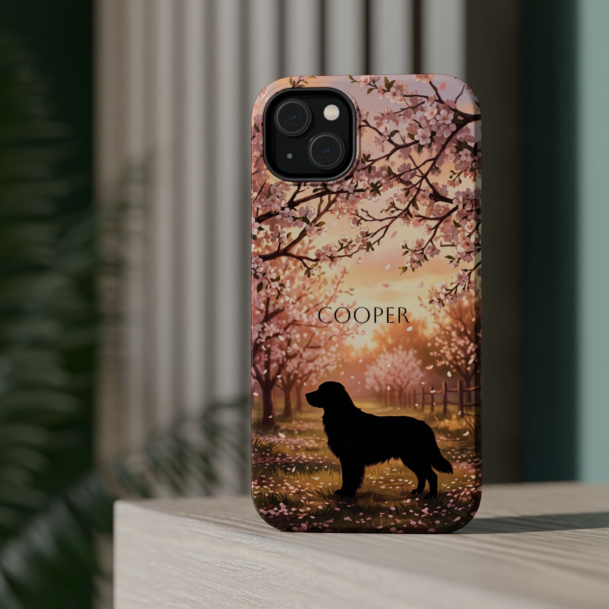 Personalized Golden Retriever Autumn Forest Phone Case — Wireless Charging Cover