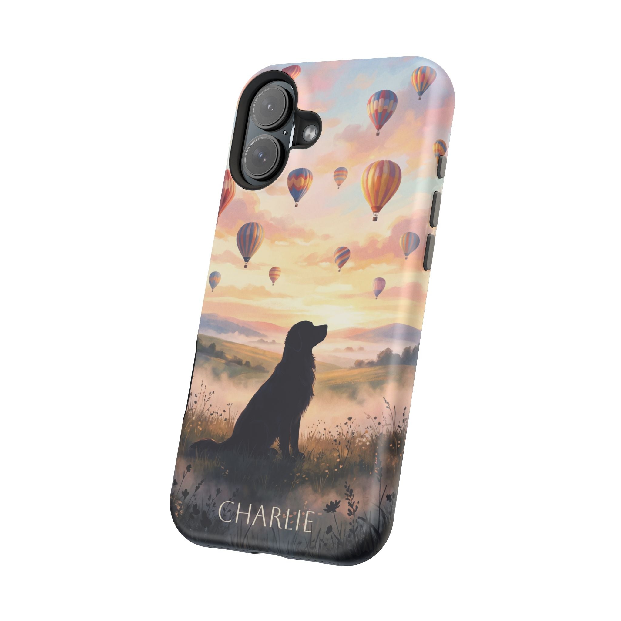 Personalized Golden Retriever Hot Air Balloon Phone Case — Wireless Charging Cover