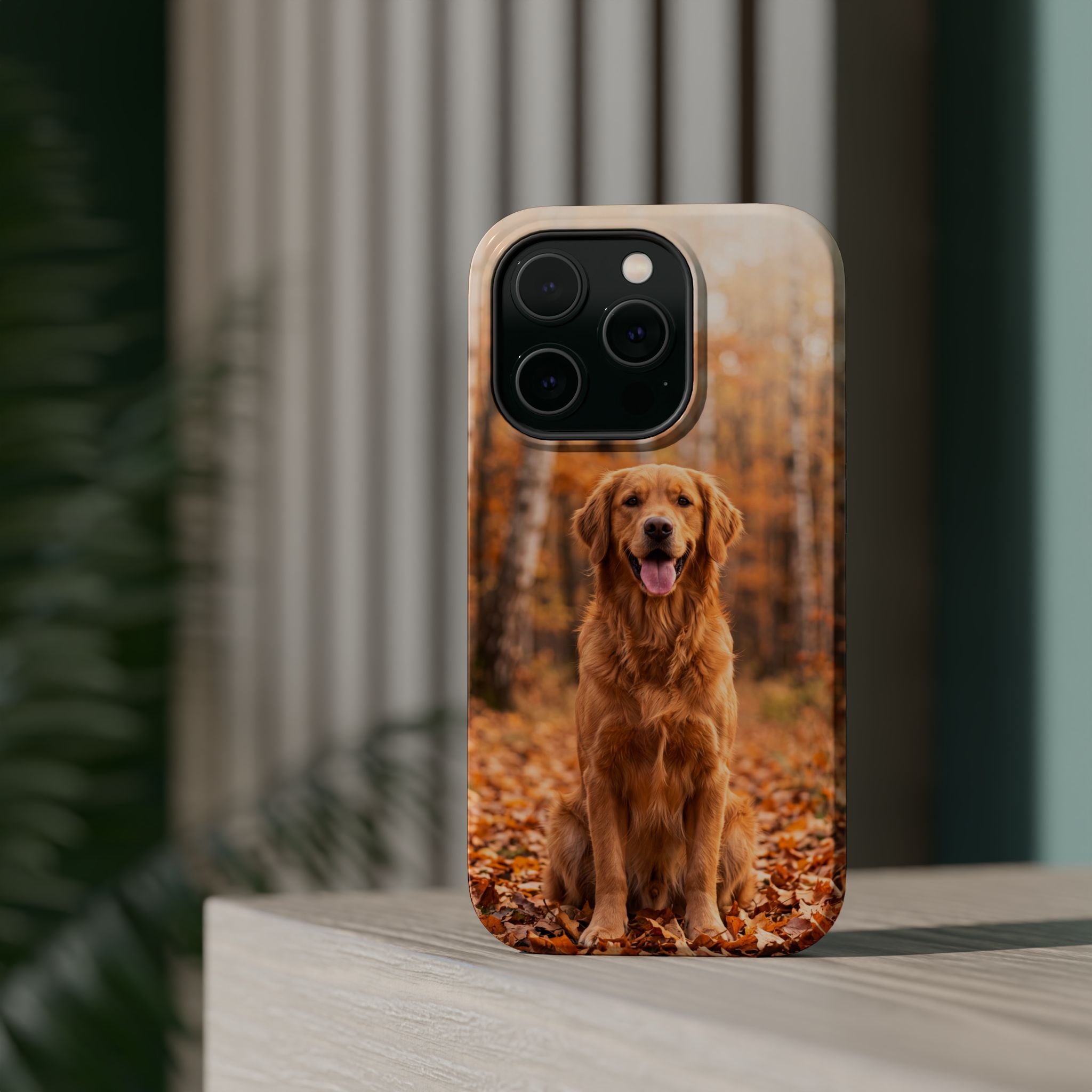 Autumn Golden Retriever Phone Case — Impact-Resistant Wireless Charging Cover