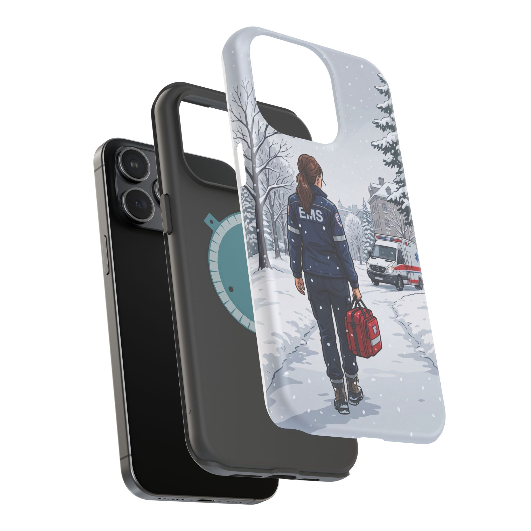Paramedic/EMT Winter Phone Case — Magnetic Wireless Charging Cover