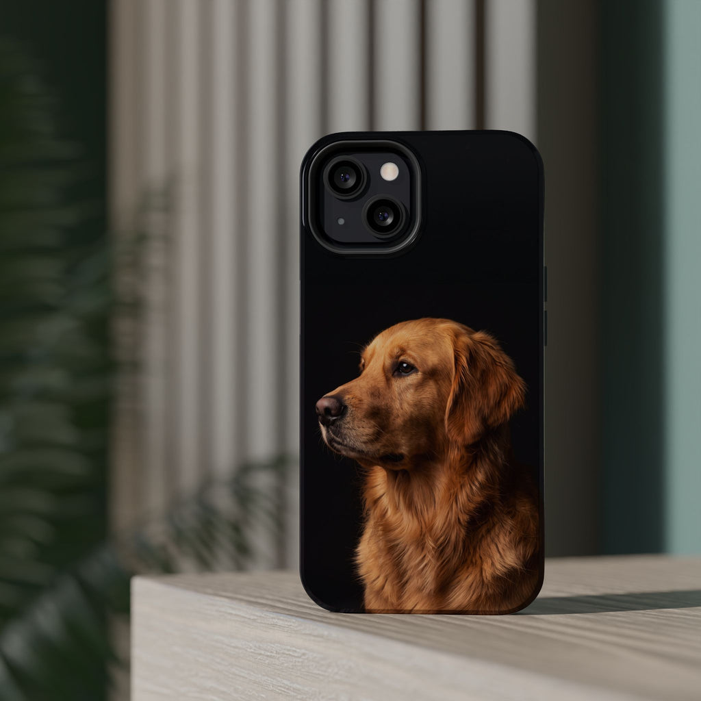 Golden Retriever Portrait Phone Case — Impact-Resistant Wireless Charging Cover