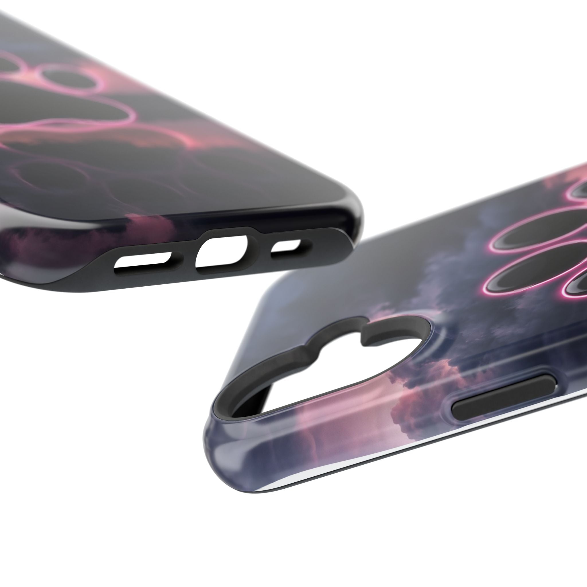 Neon Paw Print Phone Case — Impact-Resistant Wireless Charging Cover