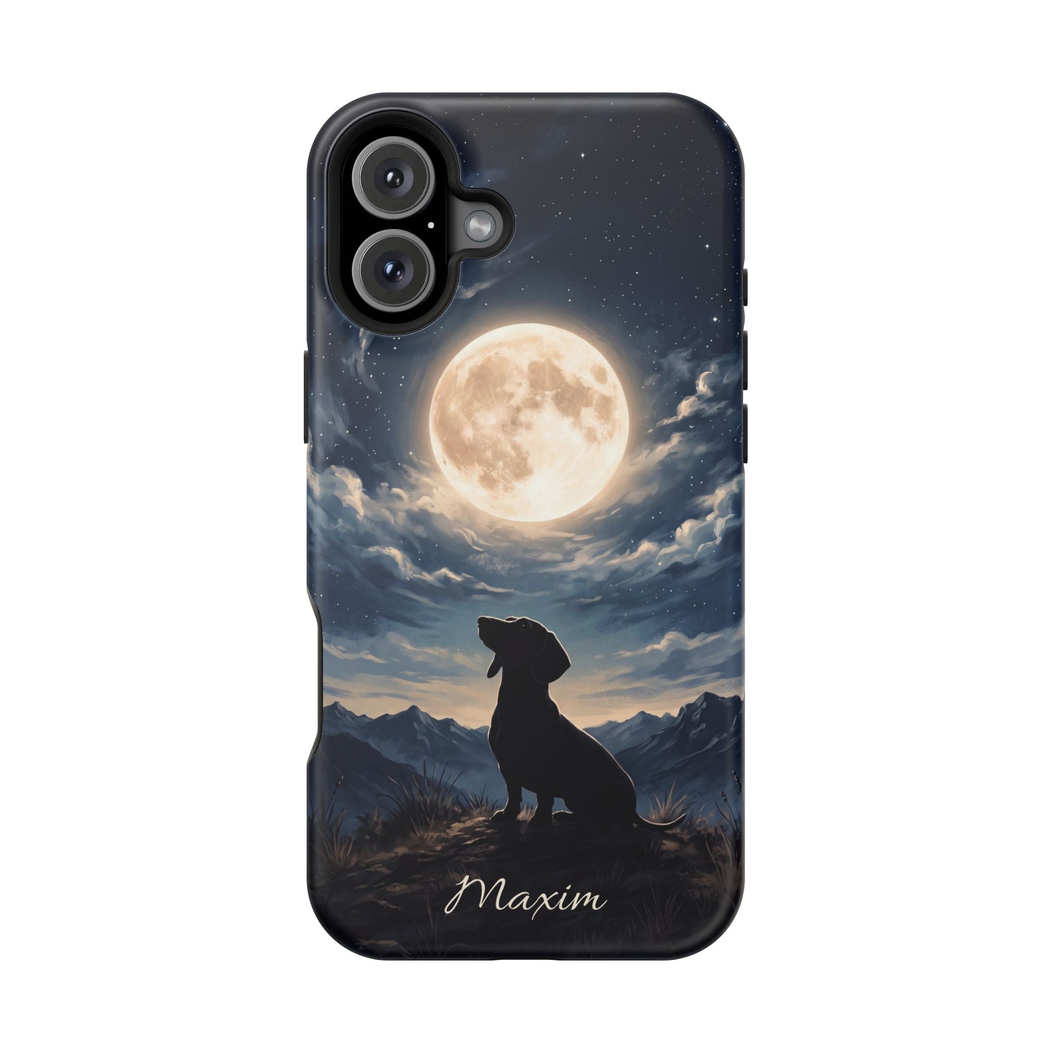 Personalized Dachshund Moonlight Phone Case — Wireless Charging Cover