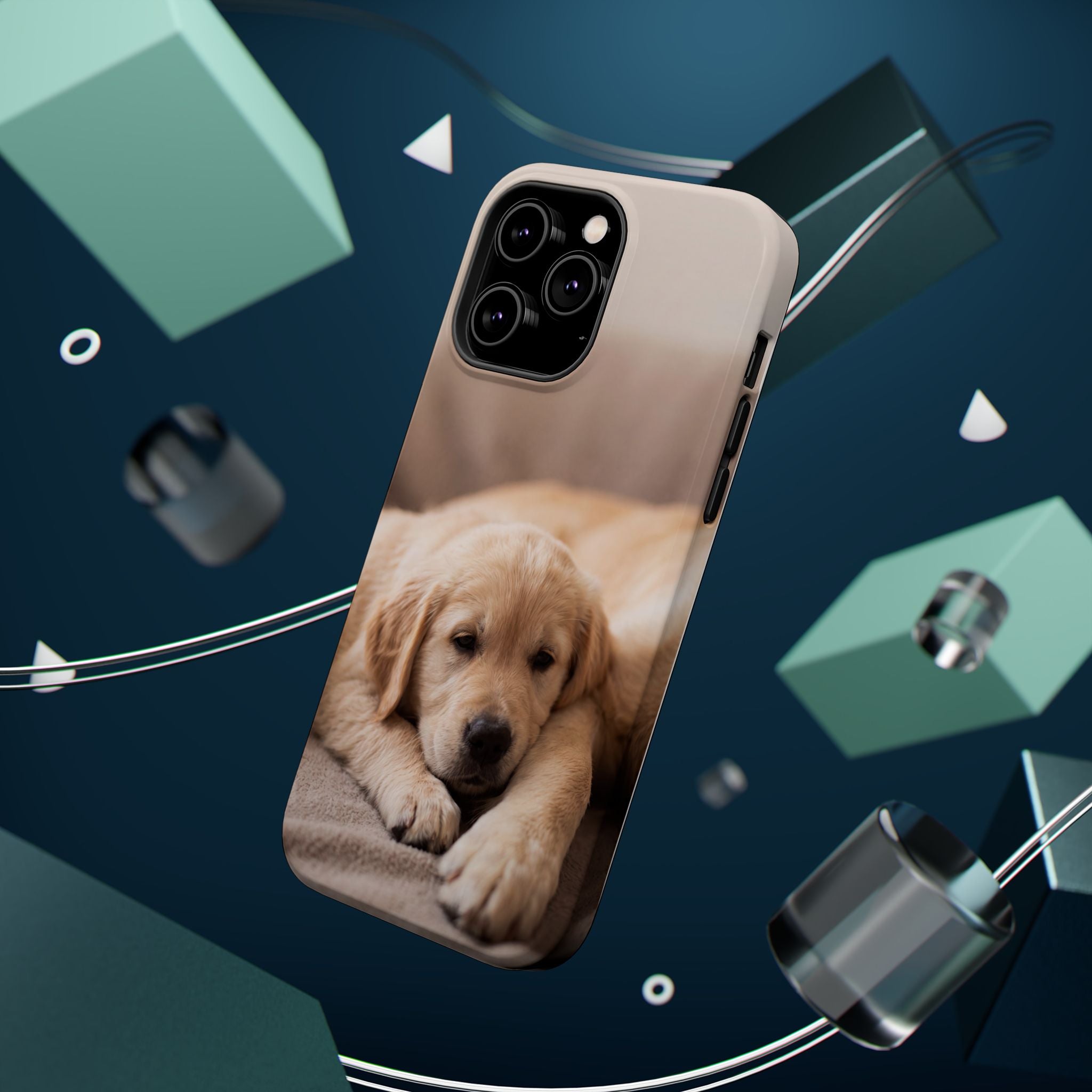 Golden Retriever Puppy Phone Case — Impact-Resistant Wireless Charging Cover