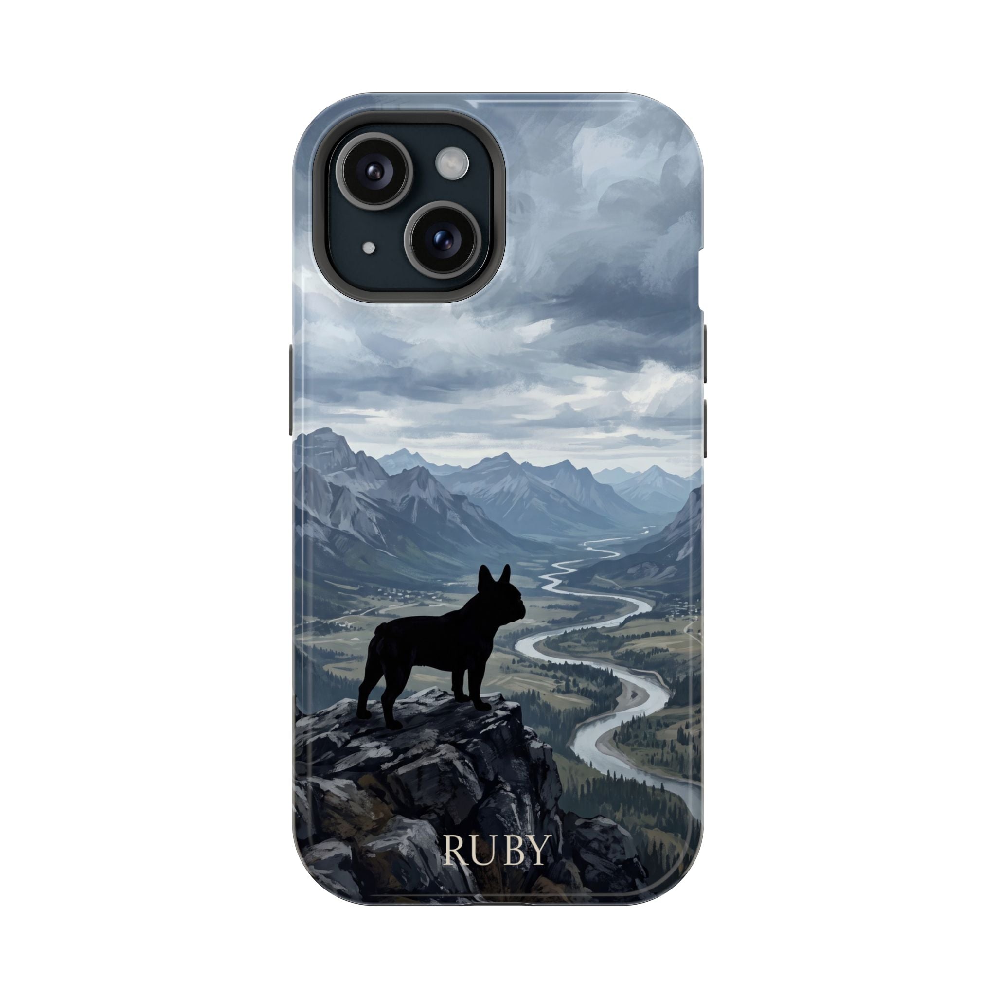 Personalized French Bulldog Mountain Valley Phone Case — Wireless Charging Cover