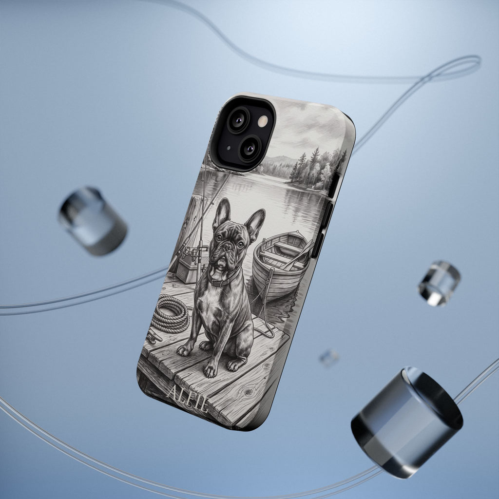 Personalized French Bulldog Lakeside Dock Phone Case — Wireless Charging Cover
